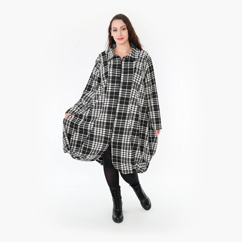  Ballonmantel von AKH Fashion aus Baumwolle, 1362.01424, Weiß-Schwarz, Schick, Modern