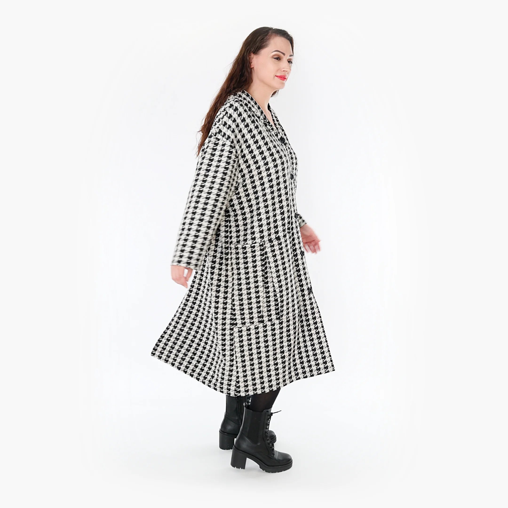  A-Form Mantel von AKH Fashion aus Baumwolle, 1364.06979, Weiß-Schwarz, Schick, Modern