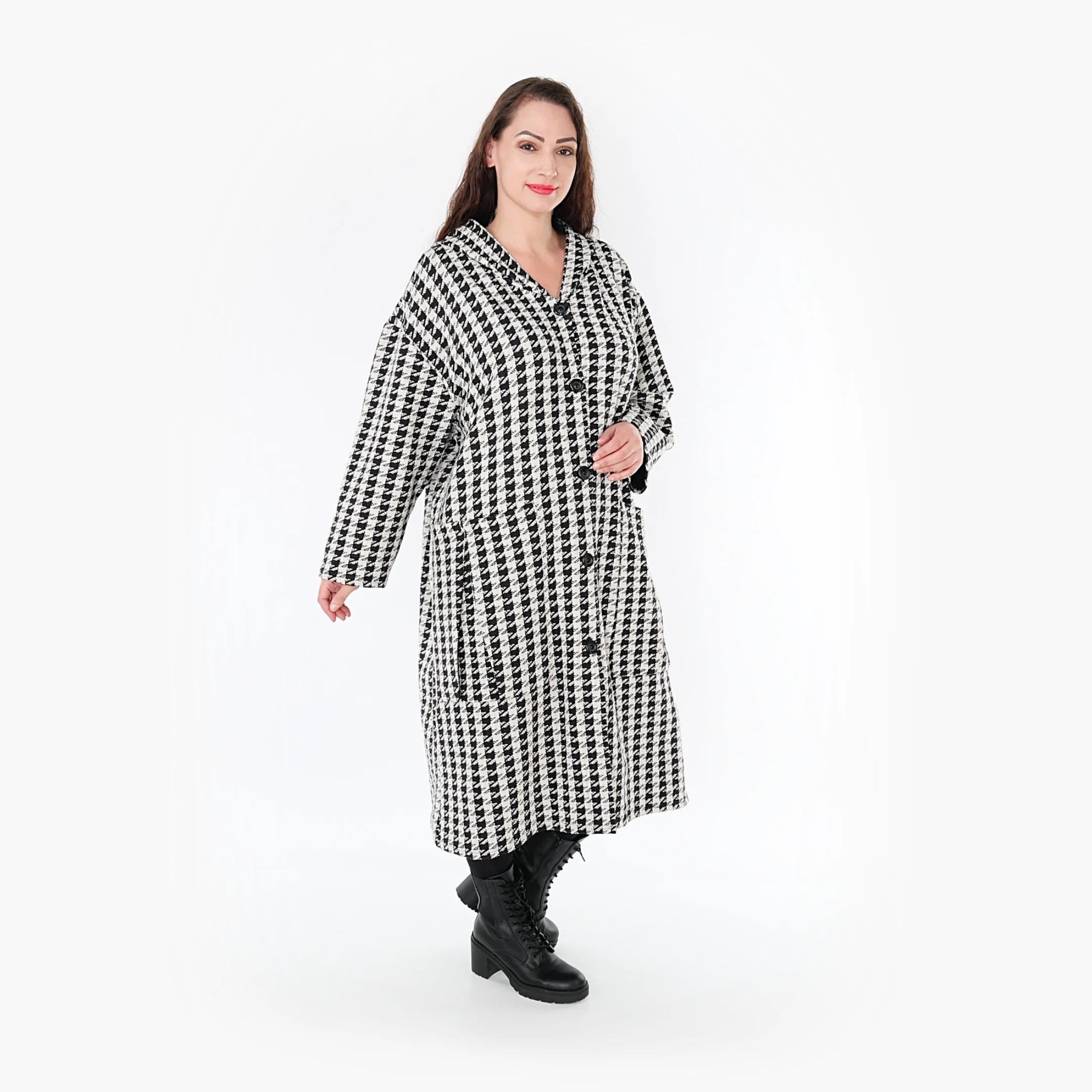  A-Form Mantel von AKH Fashion aus Baumwolle, 1364.06979, Weiß-Schwarz, Schick, Modern