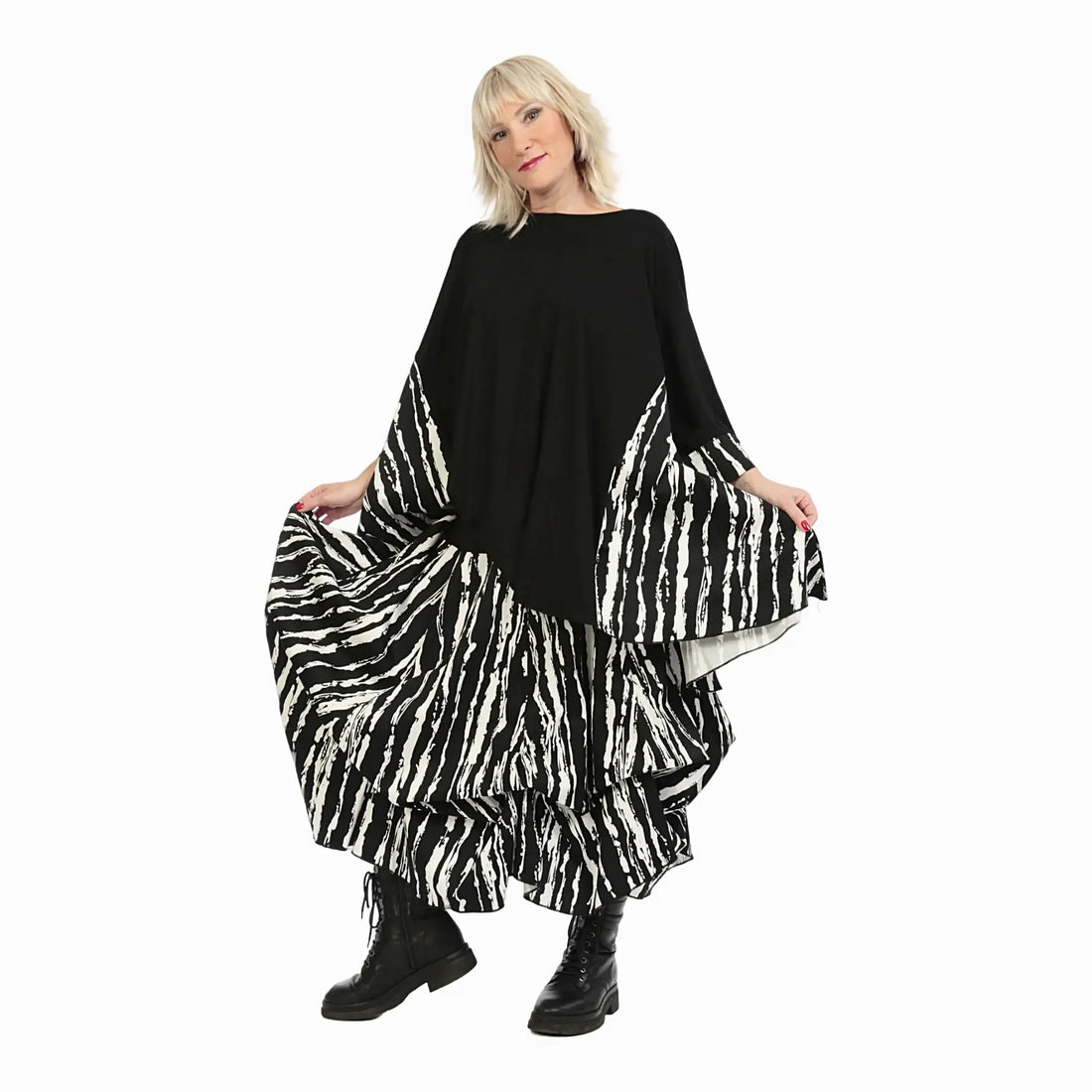  A-Form Bigshirt von AKH Fashion aus Baumwolle, 1230.00593, Schwarz-Weiß, Unifarben, Schick