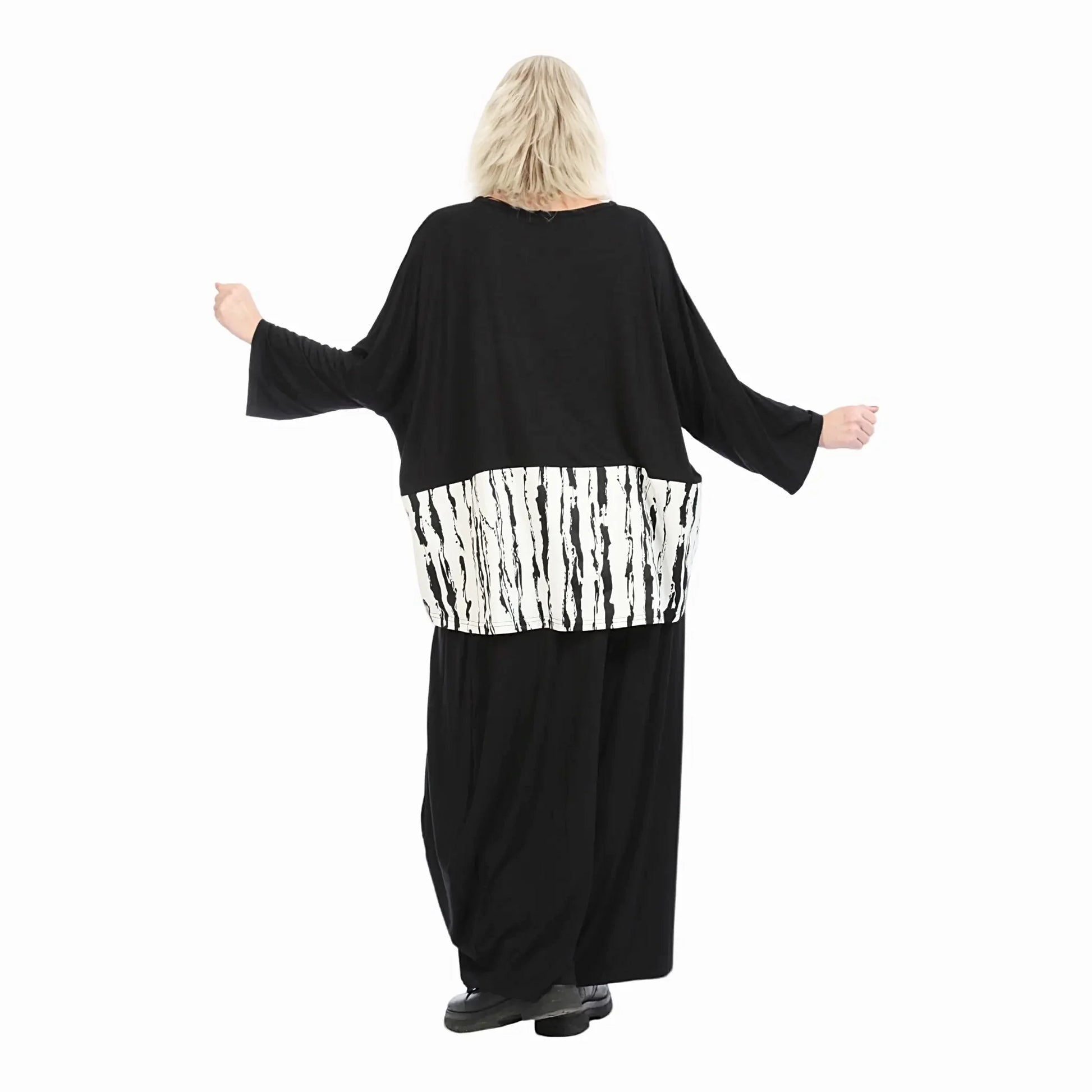  Bigshirt von AKH Fashion aus Baumwolle in kastiger Form, 1230.06888, Weiß-Schwarz, Schick