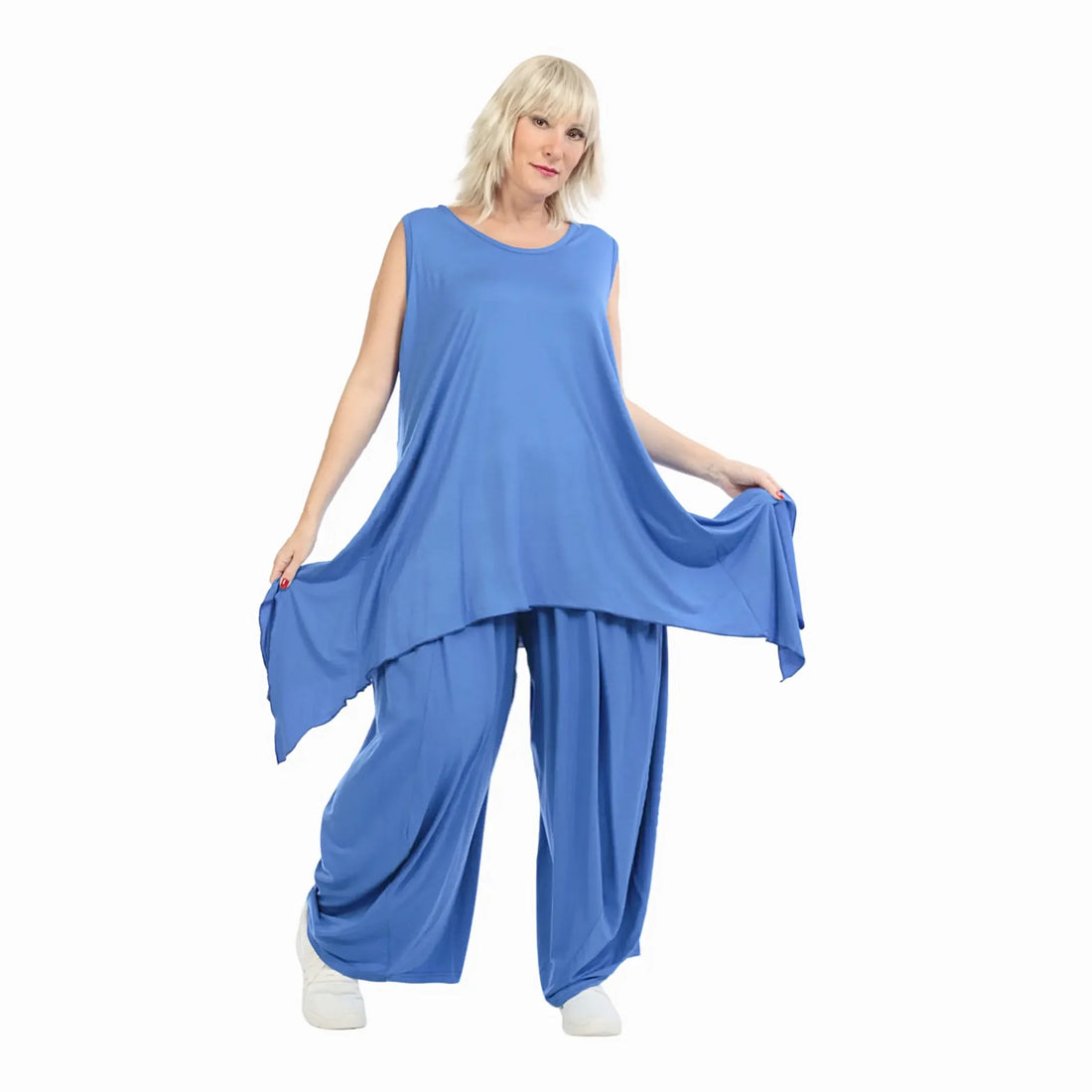  Zipfel Top von AKH Fashion aus Viskose, 1233.01975, Royal Blau, Unifarben, Schick, Modern