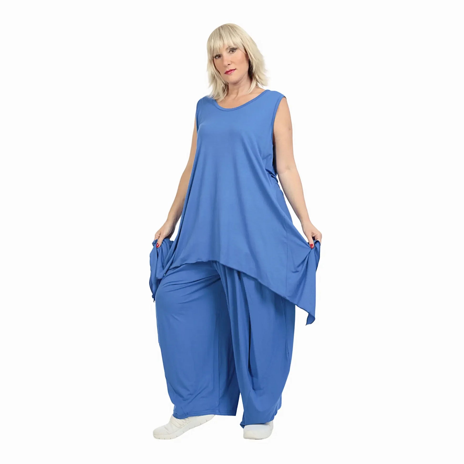  Zipfel Top von AKH Fashion aus Viskose, 1233.01975, Royal Blau, Unifarben, Schick, Modern