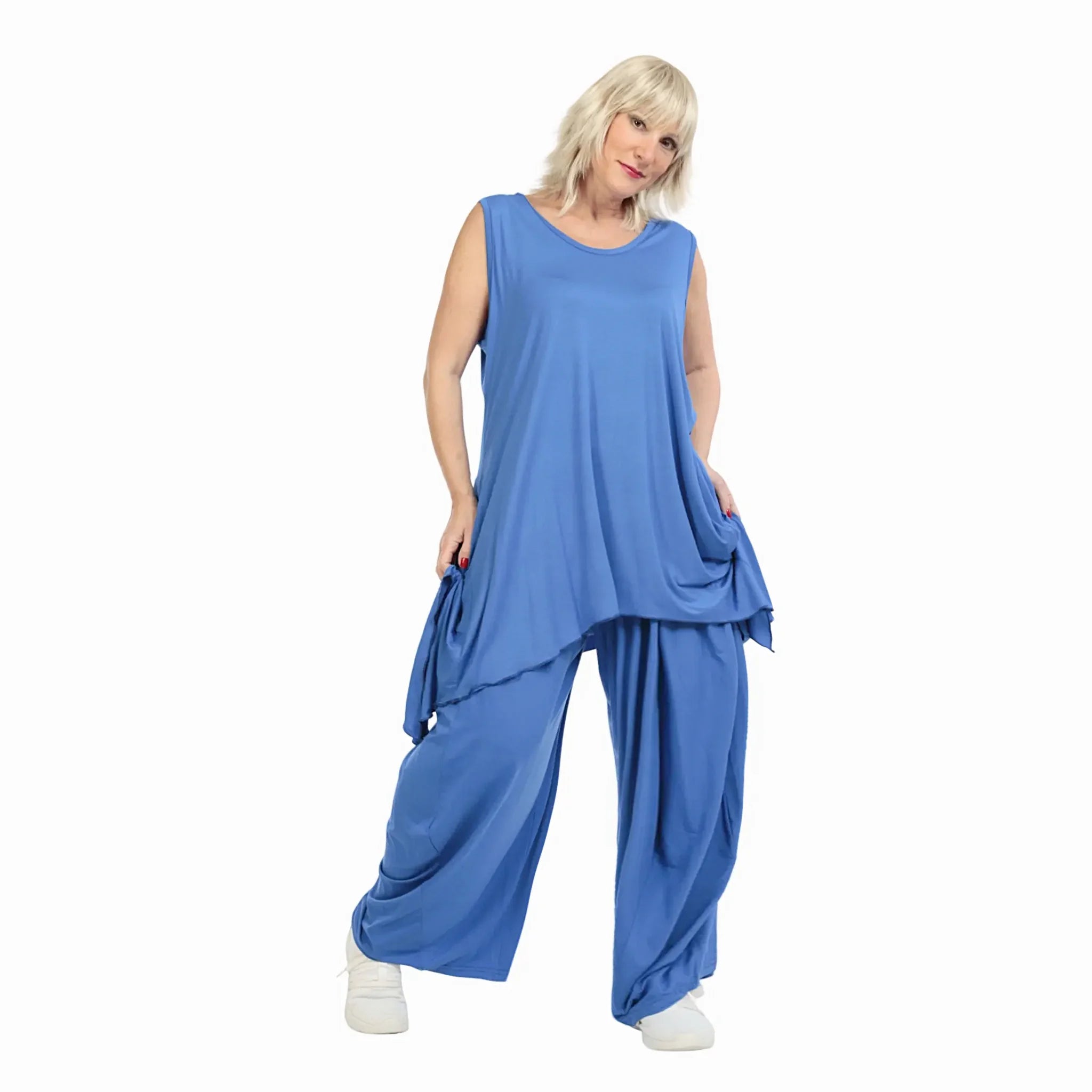  Zipfel Top von AKH Fashion aus Viskose, 1233.01975, Royal Blau, Schick, Modern, Bequem