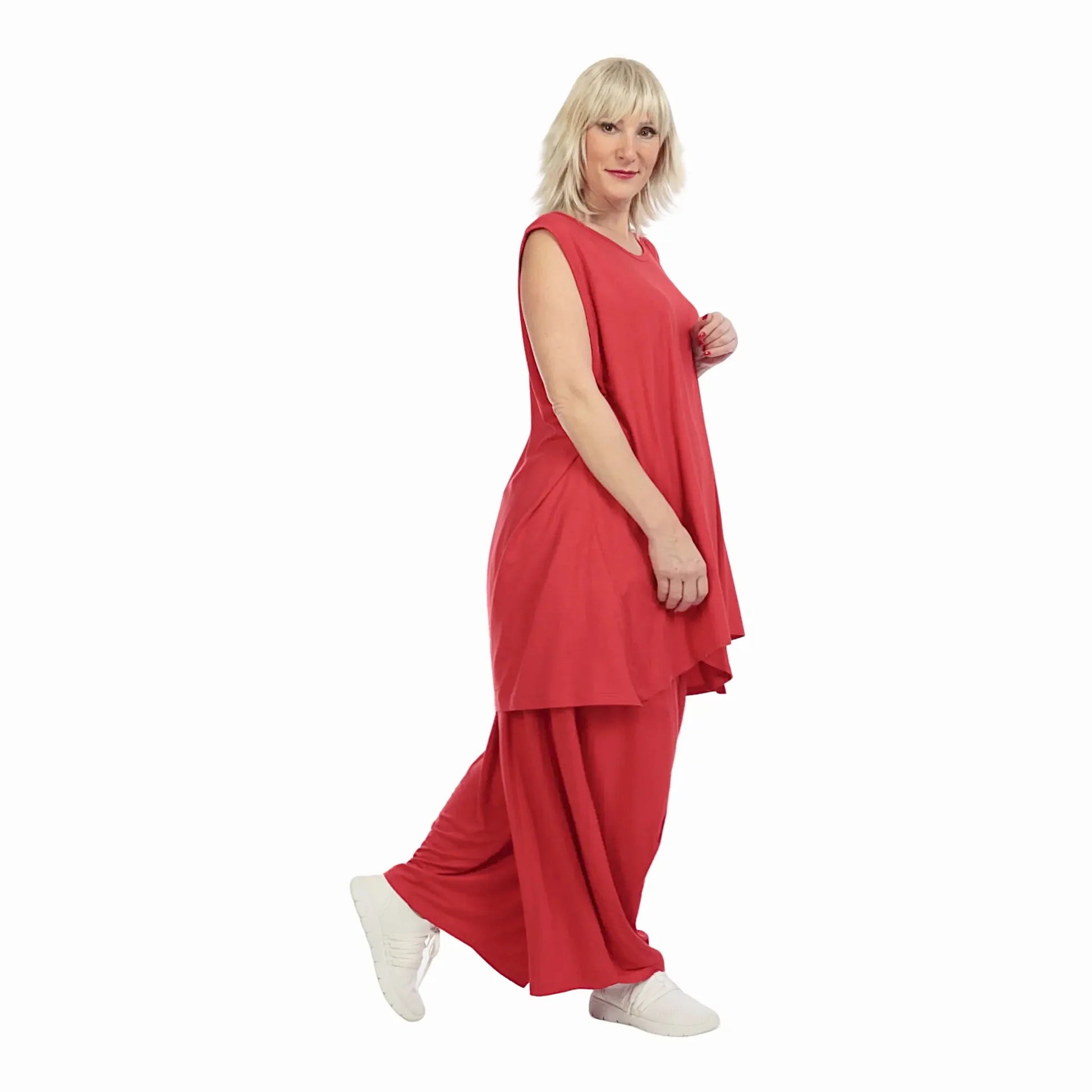  Top von AKH Fashion aus Viskose in gerader Form, 1233.06675, Rot, Unifarben, Ausgefallen