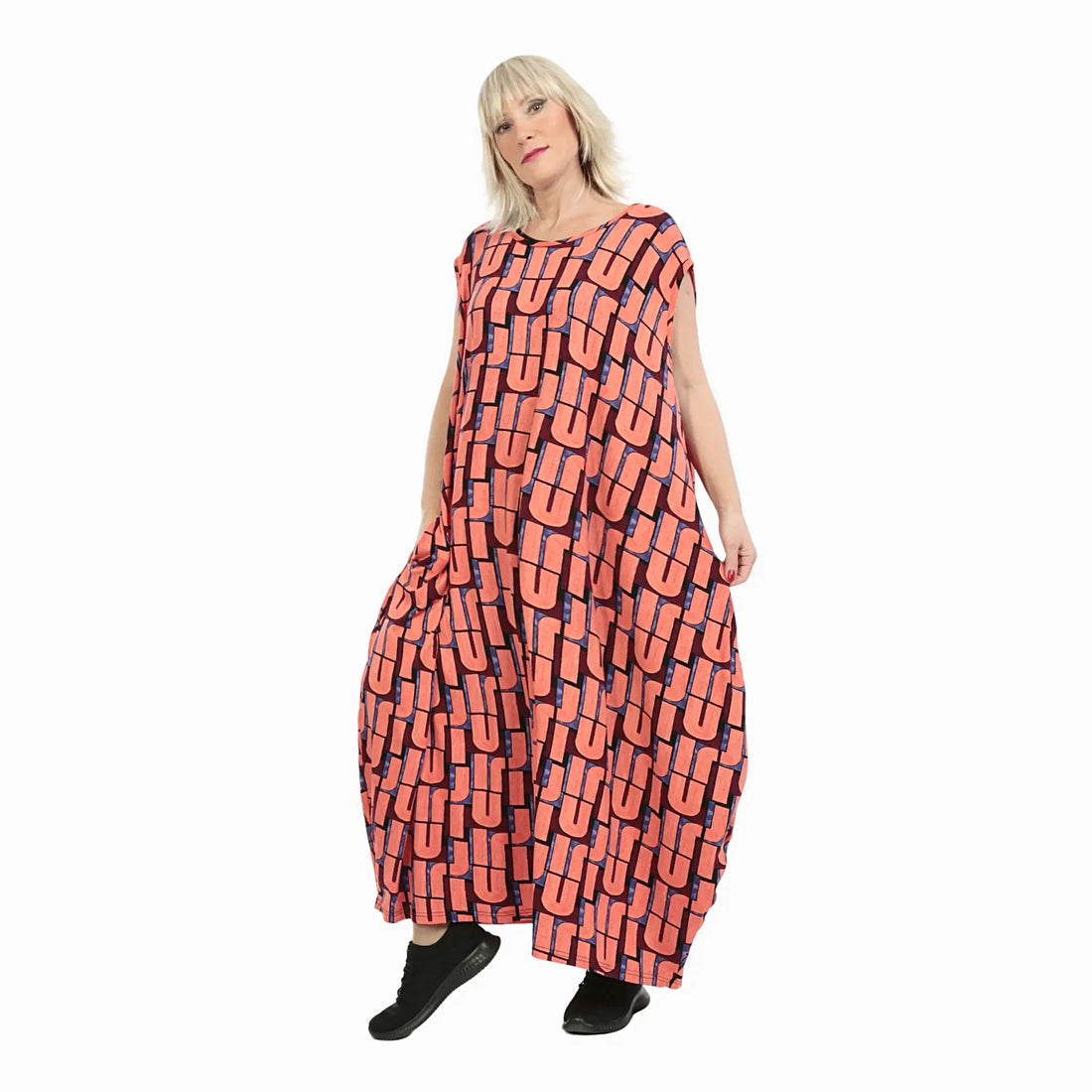  Ballonkleid von AKH Fashion aus Viskose, 1236.01925, Orange, Buchstaben, Schick, Modern