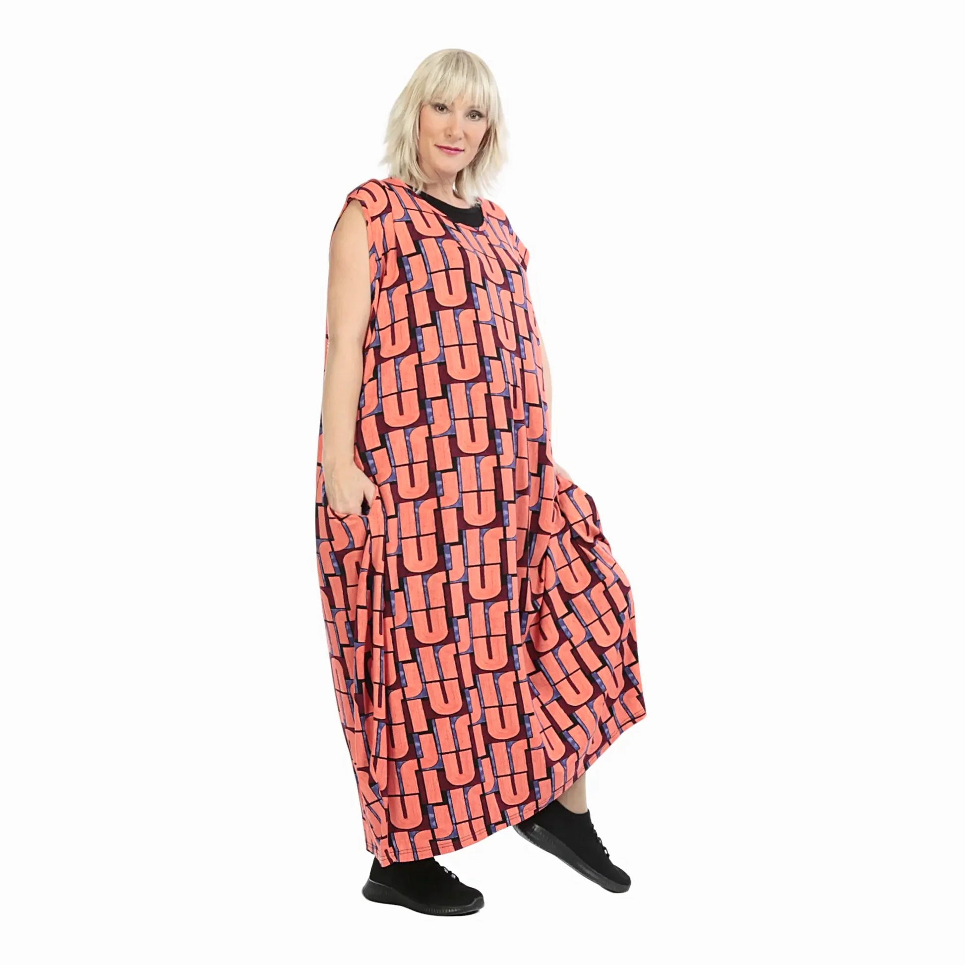  Ballonkleid von AKH Fashion aus Viskose, 1236.01925, Orange, Buchstaben, Schick, Modern