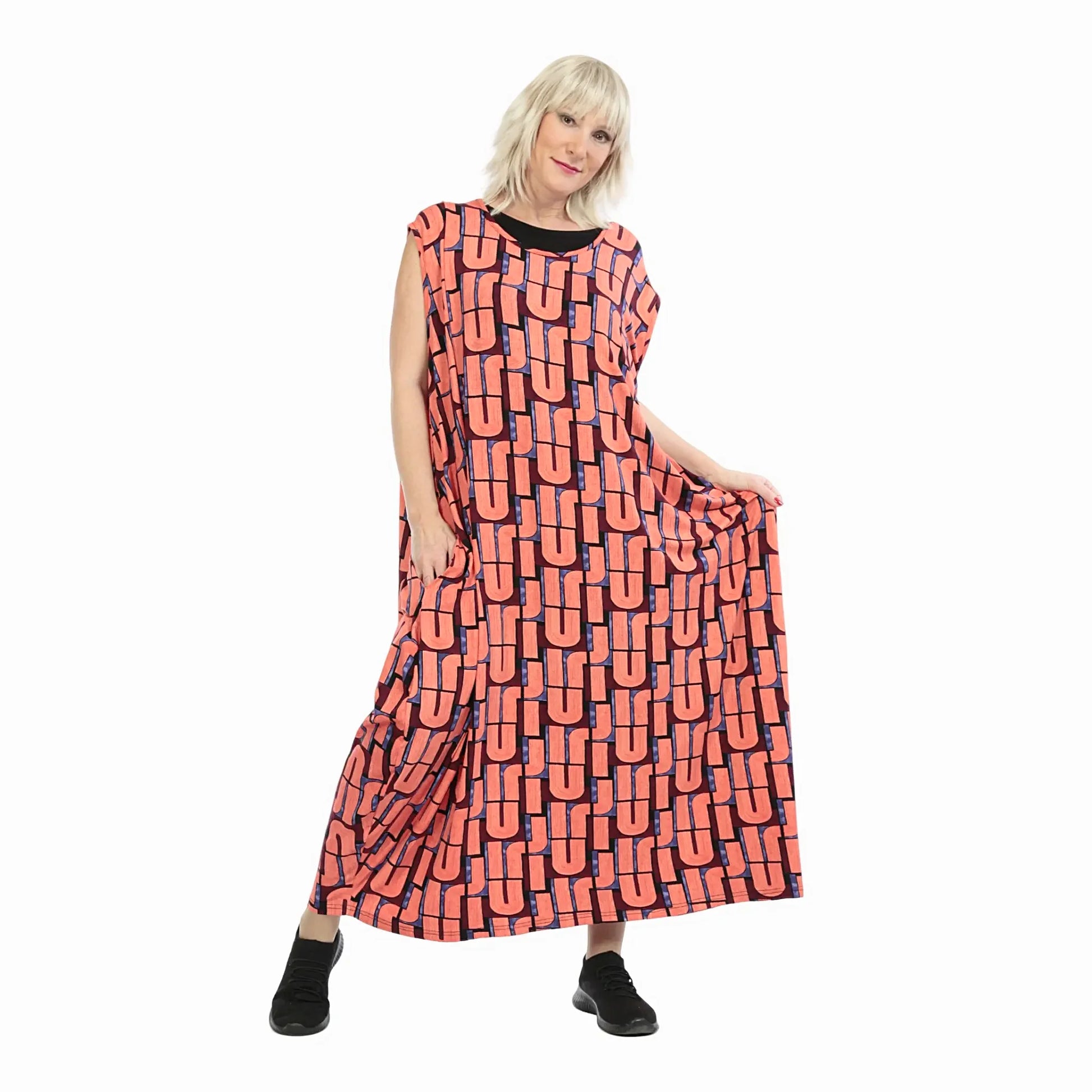  Ballonkleid von AKH Fashion aus Viskose, 1236.01925, Orange, Buchstaben, Schick, Modern