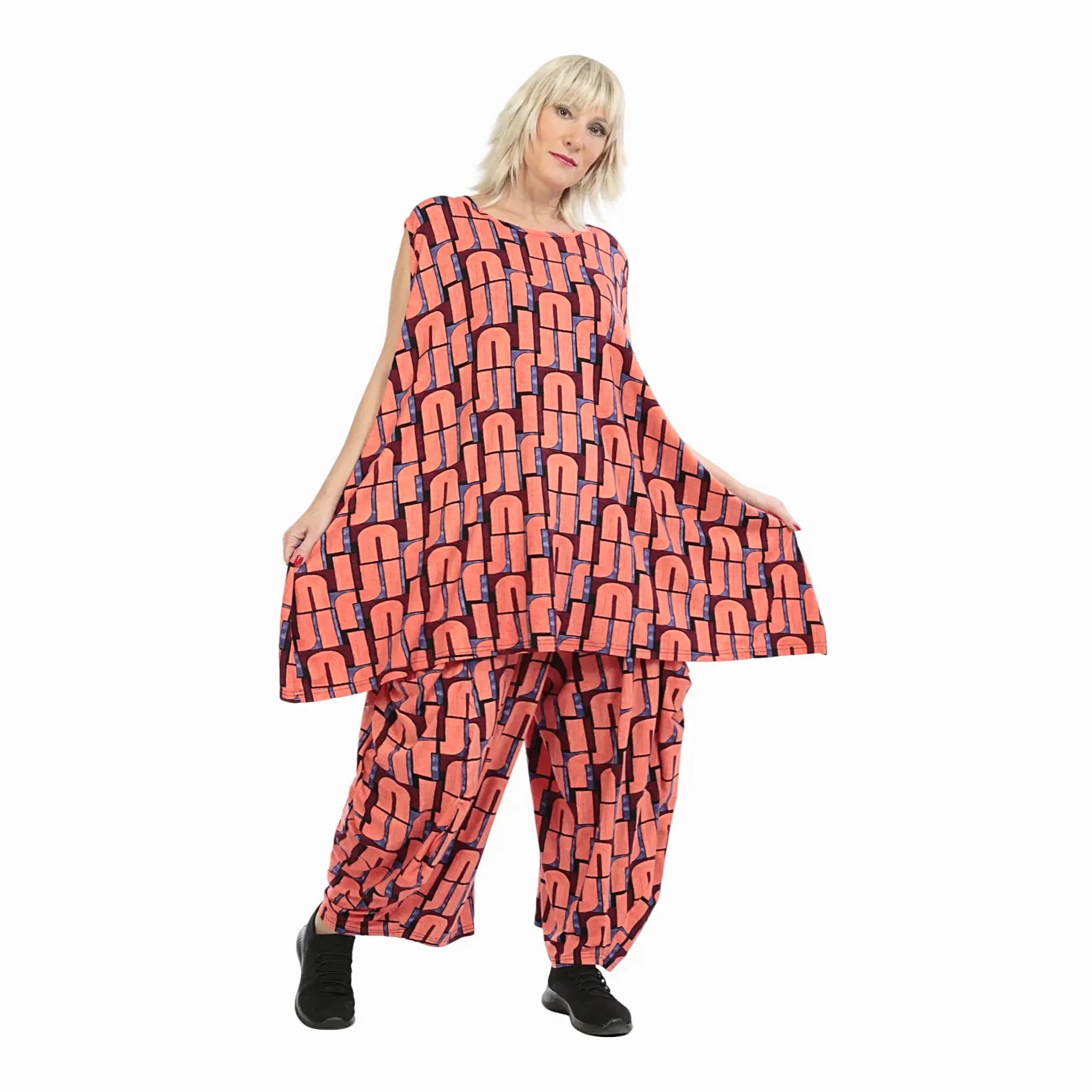  A-Form Tunika von AKH Fashion aus Viskose, 1236.02500, Orange, Buchstaben, Schick, Modern