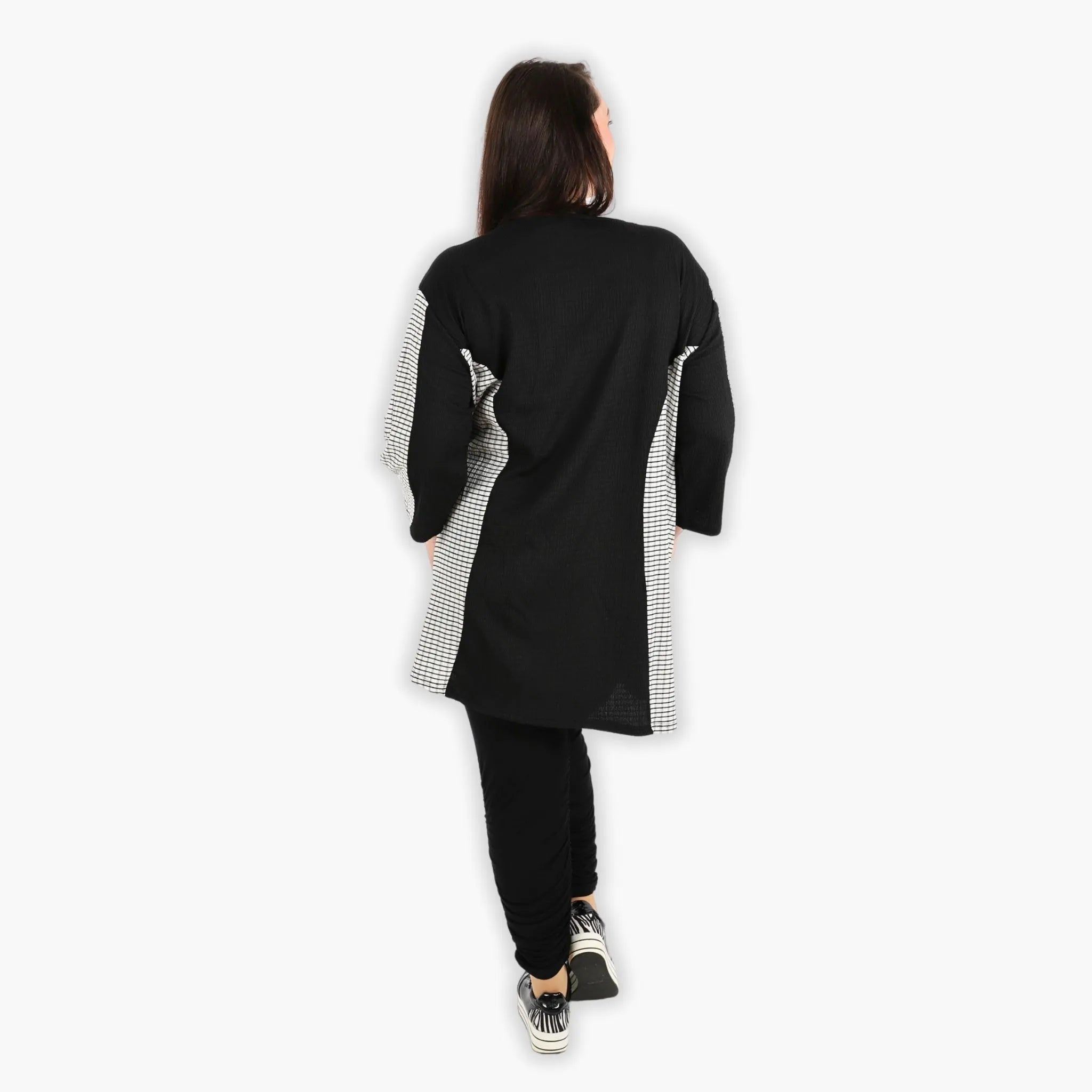  AKH Fashion Jacke in gerundeter Form, aus Viskose, 1288.06933, Schwarz-Weiß, Kariert