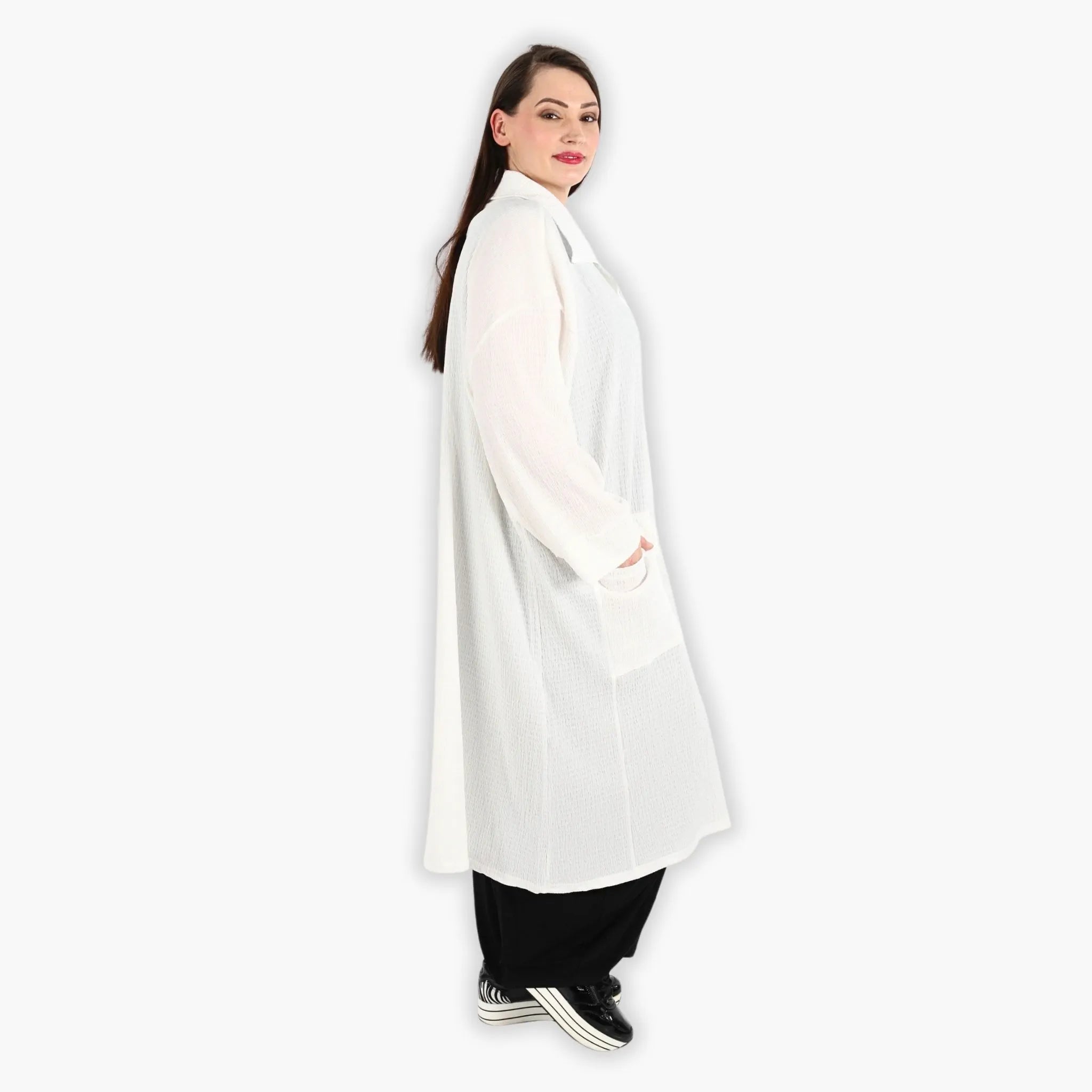  AKH Fashion Mantel in gerader Form, aus Viskose, 1288.06934, Weiß, Kariert, Schick