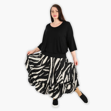  Ballonrock von AKH Fashion aus Viskose, 1293.07559, Schwarz-Ecru, Zebra, Schick, Modern