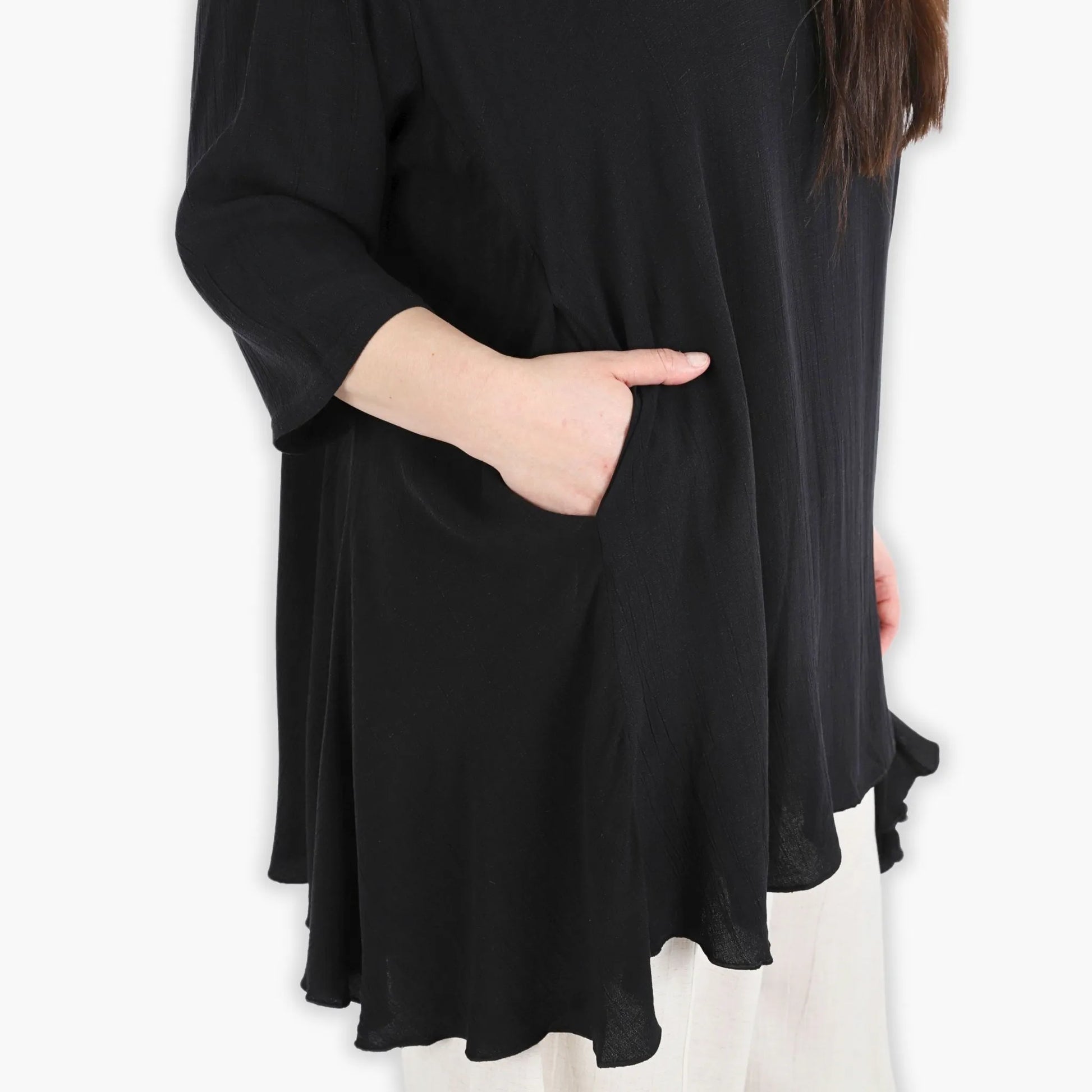  A-Form Bigshirt von AKH Fashion aus Viskose, 1295.00593, Schwarz, Unifarben, Schick, Modern