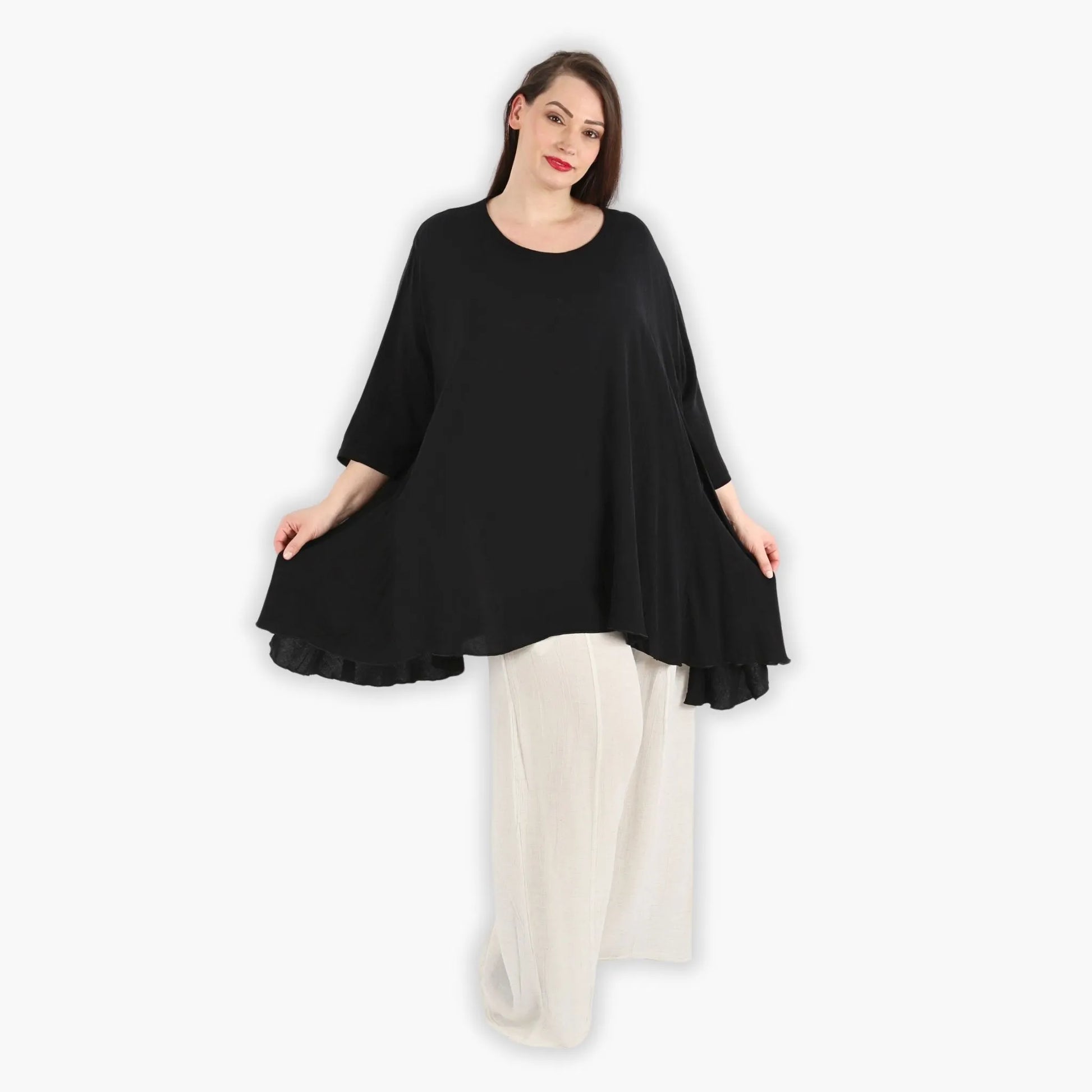  A-Form Bigshirt von AKH Fashion aus Viskose, 1295.00593, Schwarz, Unifarben, Schick, Modern