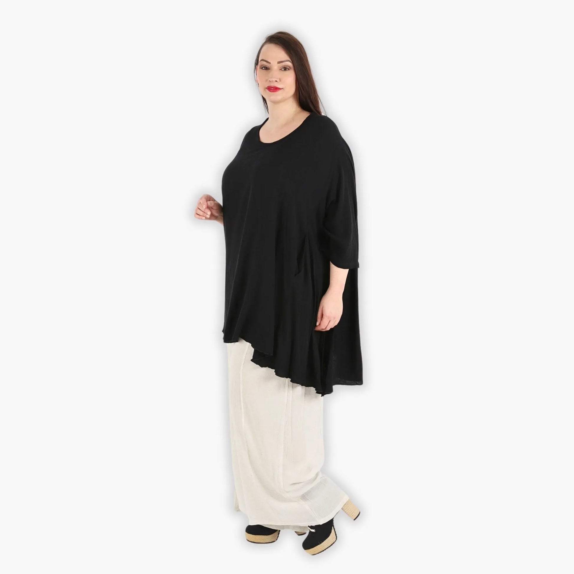  A-Form Bigshirt von AKH Fashion aus Viskose, 1295.00593, Schwarz, Unifarben, Schick, Modern