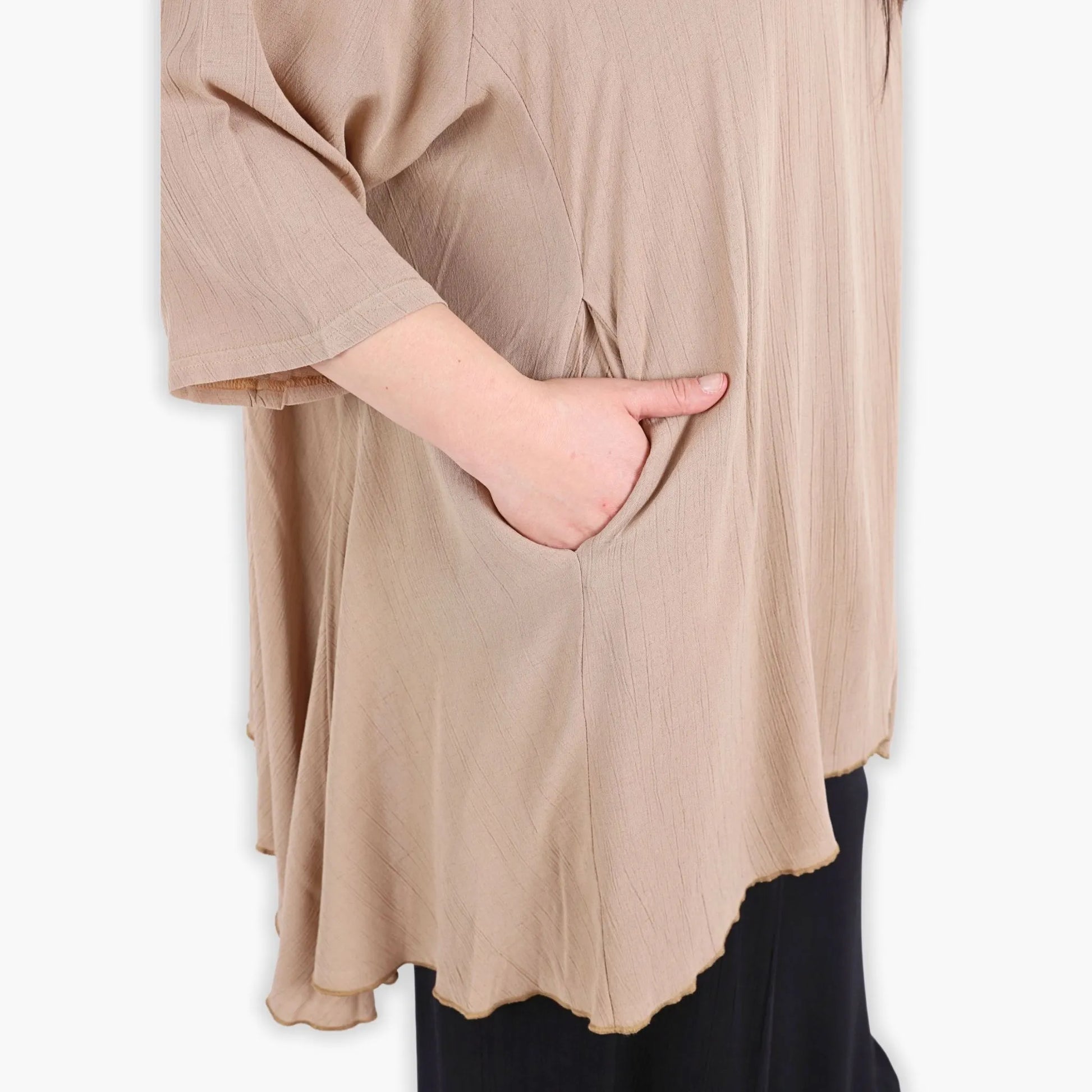  A-Form Bigshirt von AKH Fashion aus Viskose, 1295.00593, Beige, Unifarben, Schick, Modern