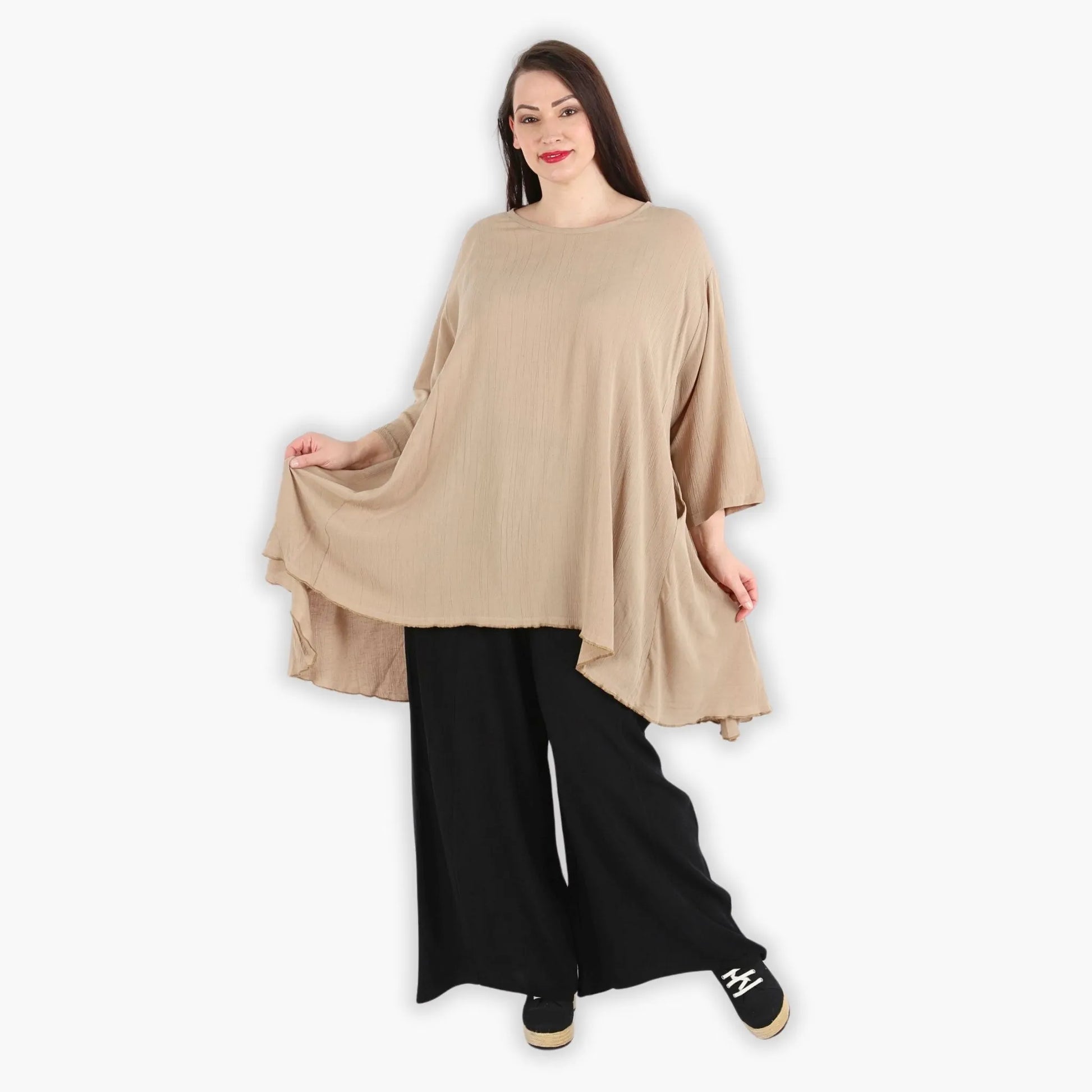  A-Form Bigshirt von AKH Fashion aus Viskose, 1295.00593, Beige, Unifarben, Schick, Modern