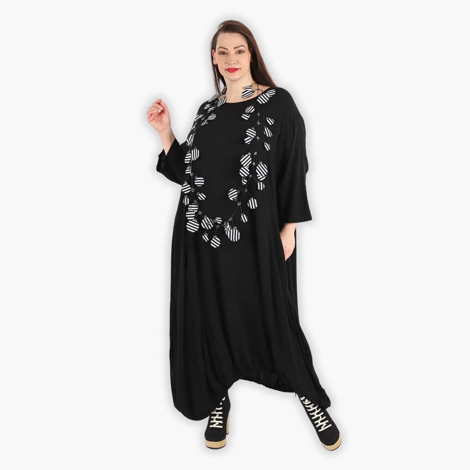  Ballonkleid von AKH Fashion aus Viskose, 1295.06736, Schwarz, Unifarben, Schick, Modern