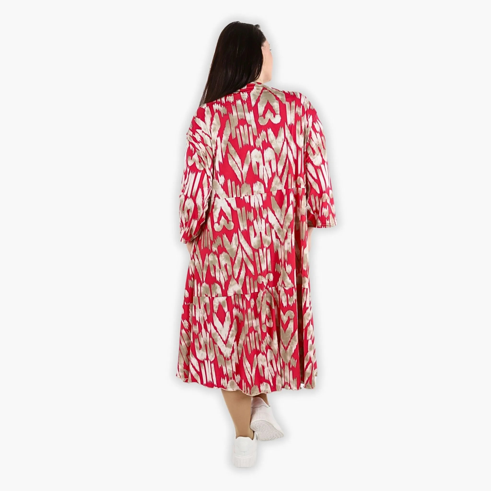 Ballonkleid von AKH Fashion aus Viskose, 1296.06712, Fuchsia-Beige, Grafik, Schick
