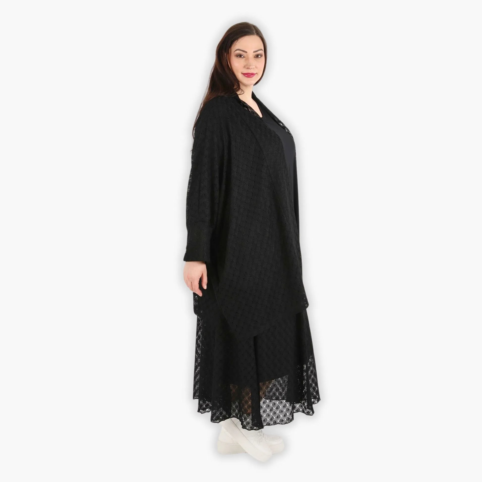  Jacke von AKH Fashion aus Viskose in gerader Form, 1297.06930, Schwarz, Netz, Ausgefallen