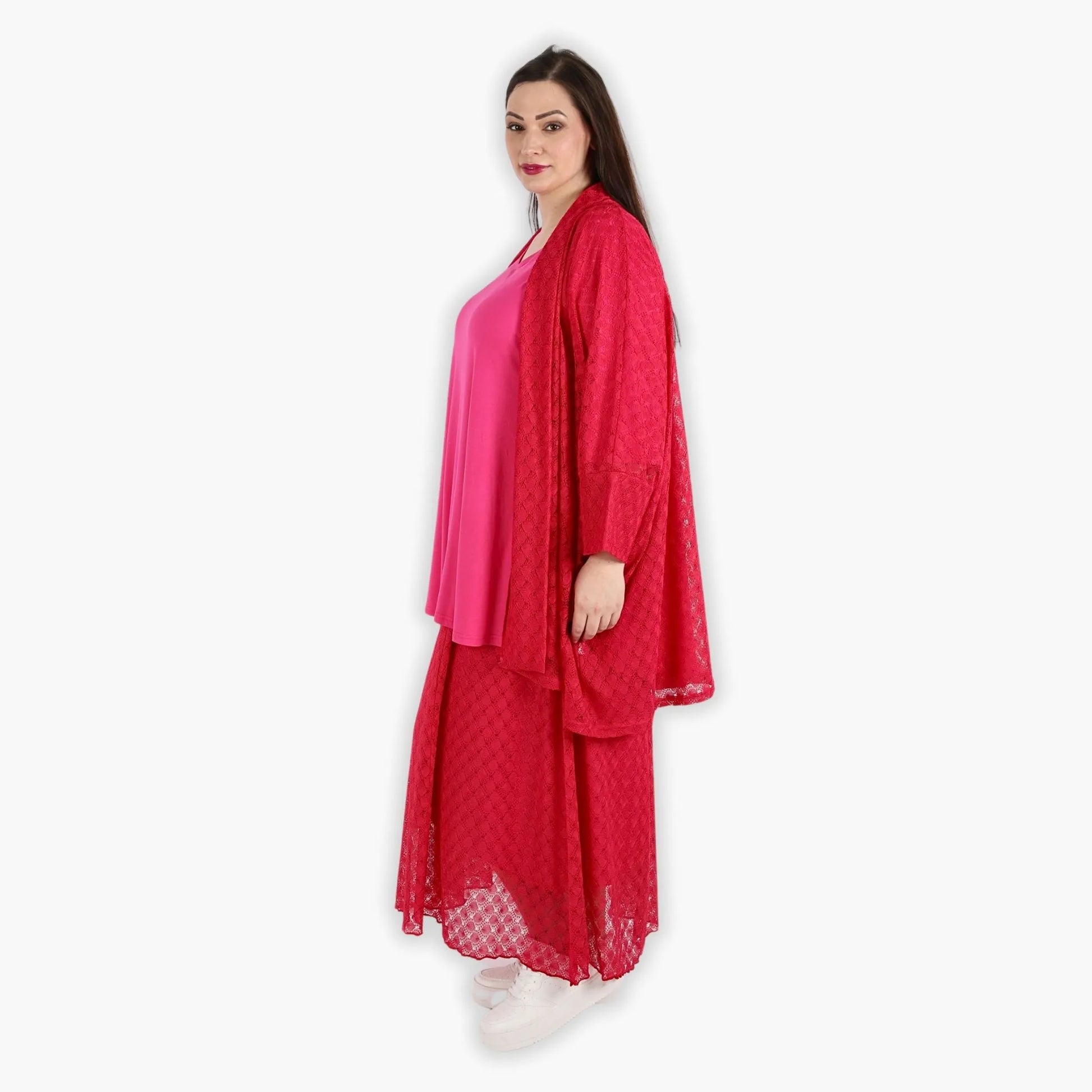  Jacke von AKH Fashion aus Viskose in gerader Form, 1297.06930, Fuchsia, Netz, Ausgefallen