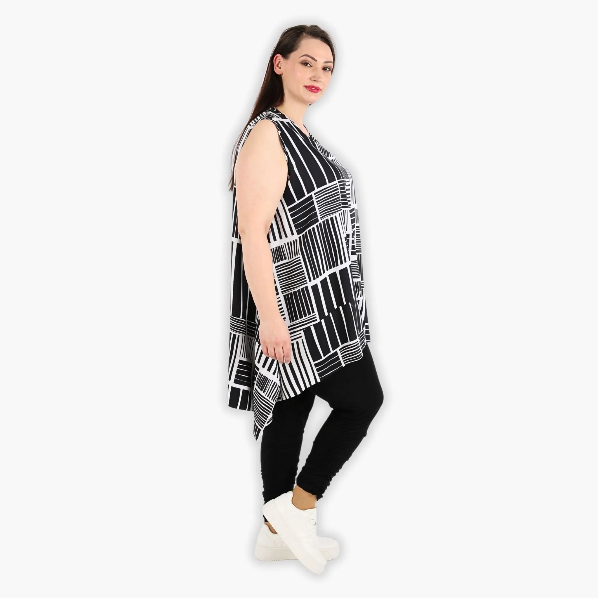  A-Form Tunika von AKH Fashion aus Viskose, 1298.03051, Schwarz-Weiß, Schick, Modern
