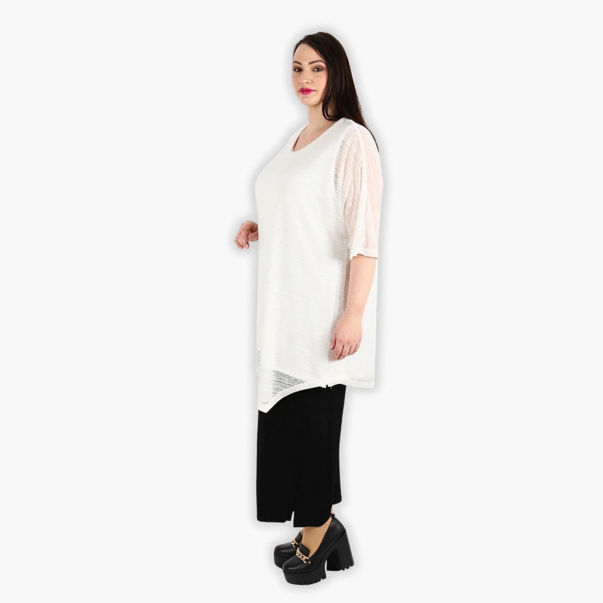  Bigshirt von AKH Fashion aus Viskose in gerundeter Form, 1302.02151, Creme, Schick, Modern