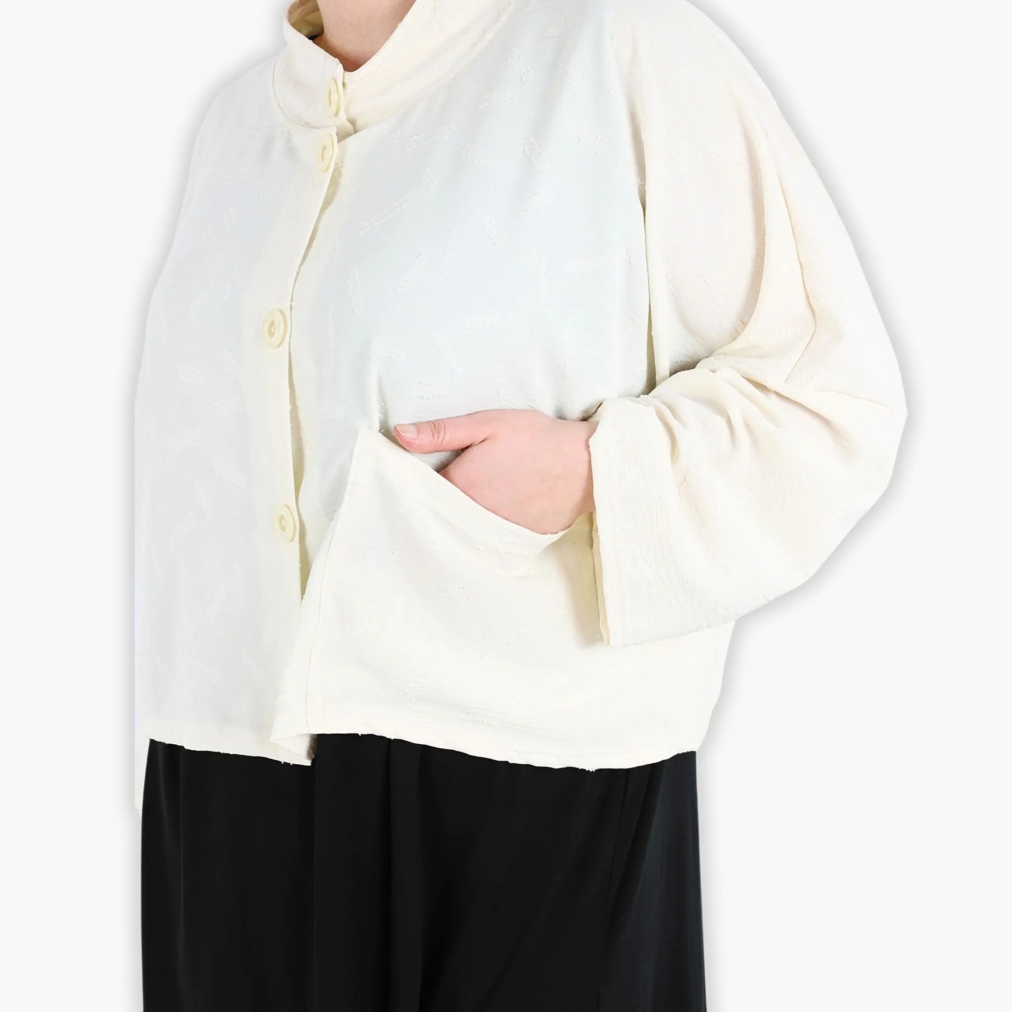  AKH Fashion Jacke in gerader Form, aus Materialmix, 1303.06992, Creme, Streifen, Schick