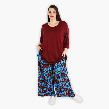  Hose von AKH Fashion aus Viskose in gerader Form, 1304.06927, Maroon-Blau, Schick, Modern