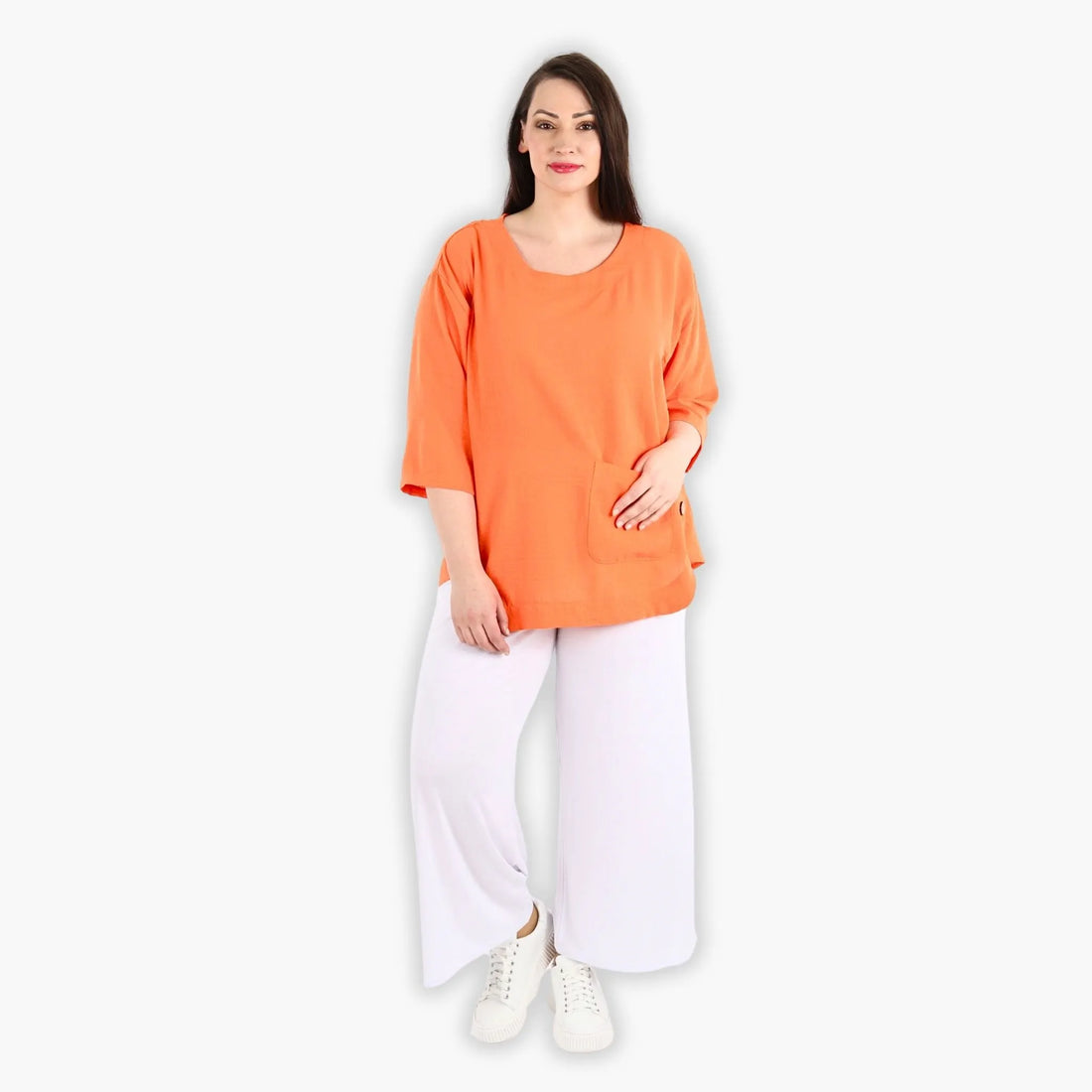  Bigshirt von AKH Fashion aus Viskose in kastiger Form, 1305.02412, Orange, Unifarben, Schick