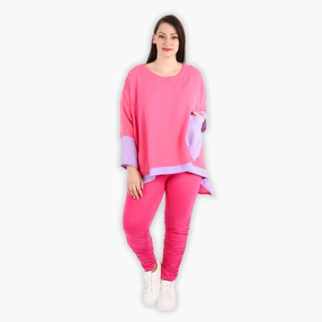  A-Form Bigshirt von AKH Fashion aus Viskose, 1305.02413, Pink-Flieder, Unifarben, Ausgefallen