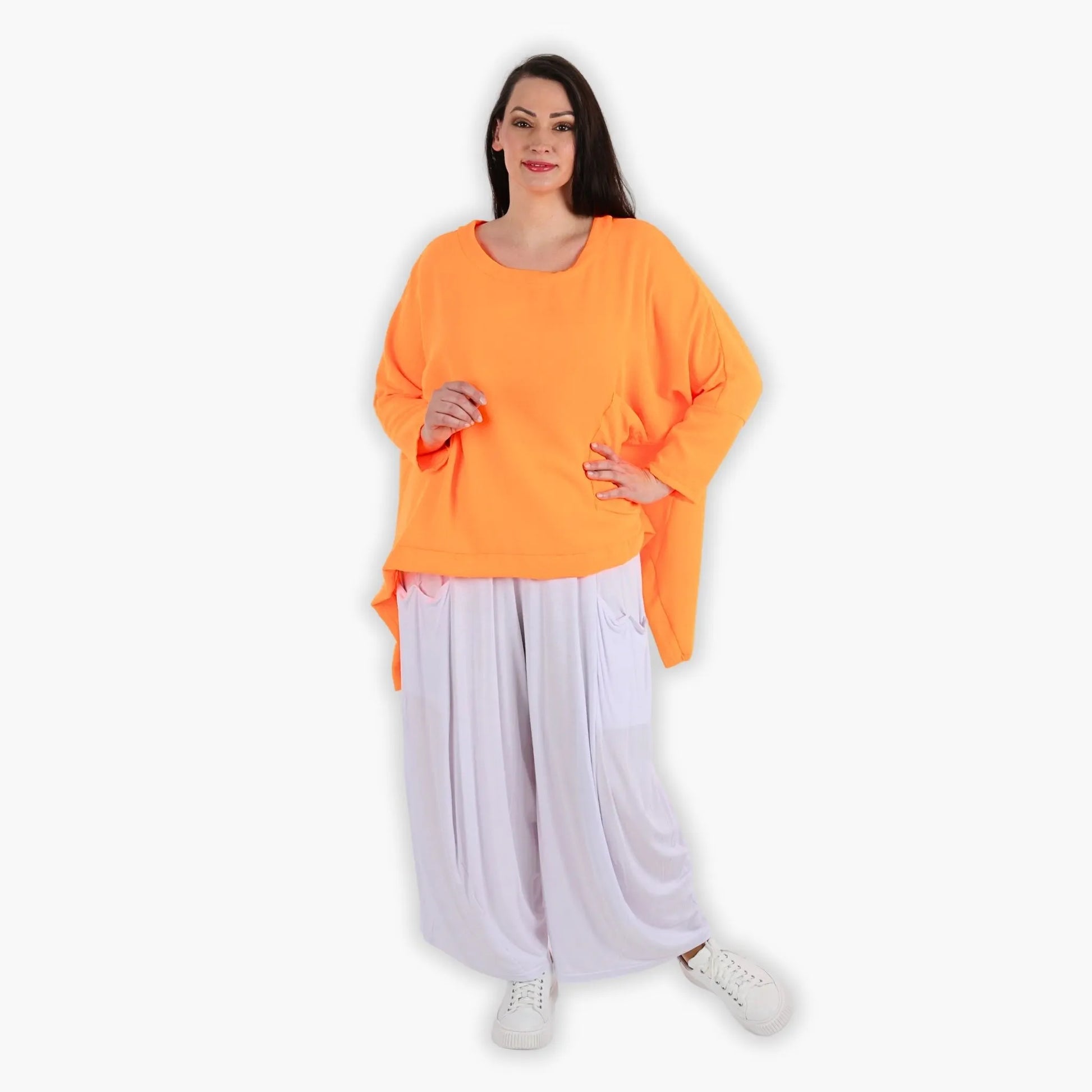  A-Form Bigshirt von AKH Fashion aus Viskose, 1305.02413, Neonorange, Unifarben, Ausgefallen