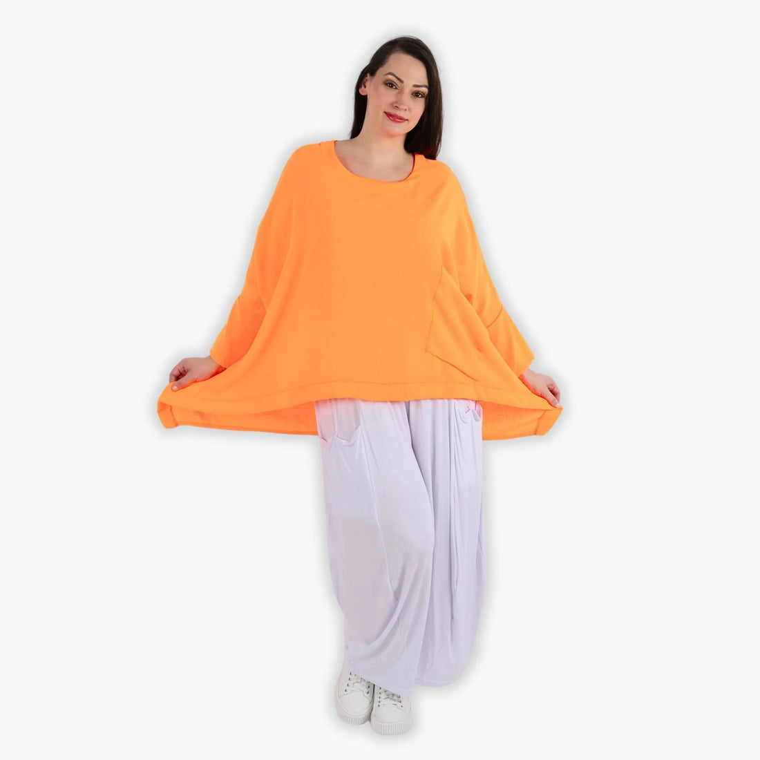  A-Form Bigshirt von AKH Fashion aus Viskose, 1305.02413, Neonorange, Schick, Modern, Bequem