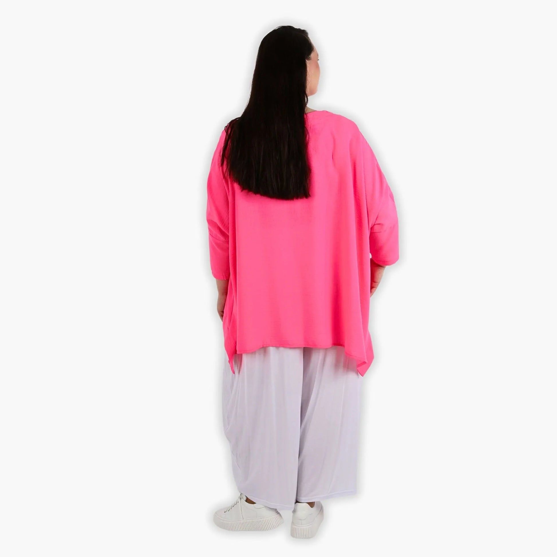  A-Form Bigshirt von AKH Fashion aus Viskose, 1305.02413, Fuchsia, Unifarben, Schick, Modern