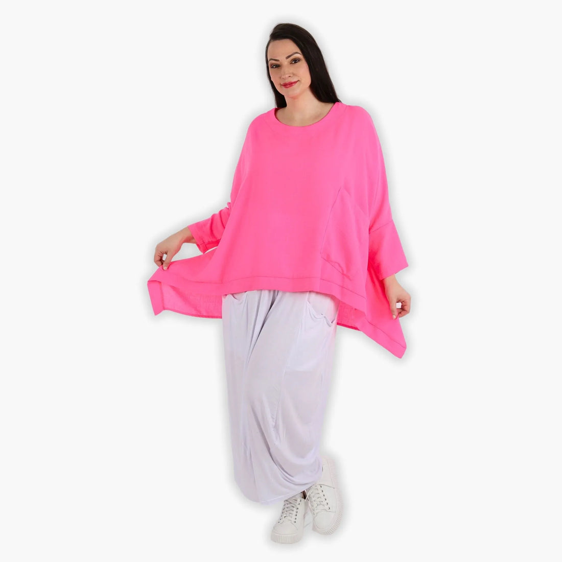  A-Form Bigshirt von AKH Fashion aus Viskose, 1305.02413, Fuchsia, Schick, Modern, Bequem