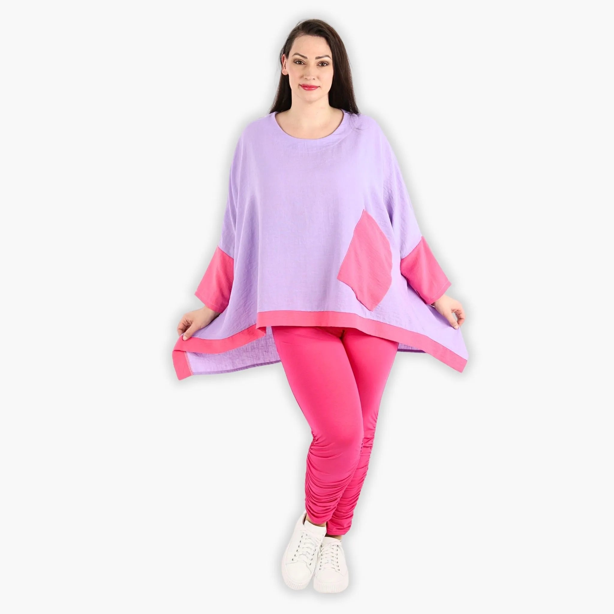  A-Form Bigshirt von AKH Fashion aus Viskose, 1305.02413, Flieder-Pink, Schick, Modern, Bequem
