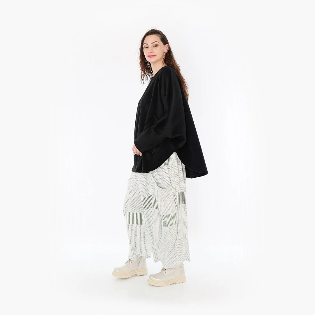  Ballonhose von AKH Fashion aus Viskose, 1377.08069, Olive-Ecru, Gerippt, Schick, Modern