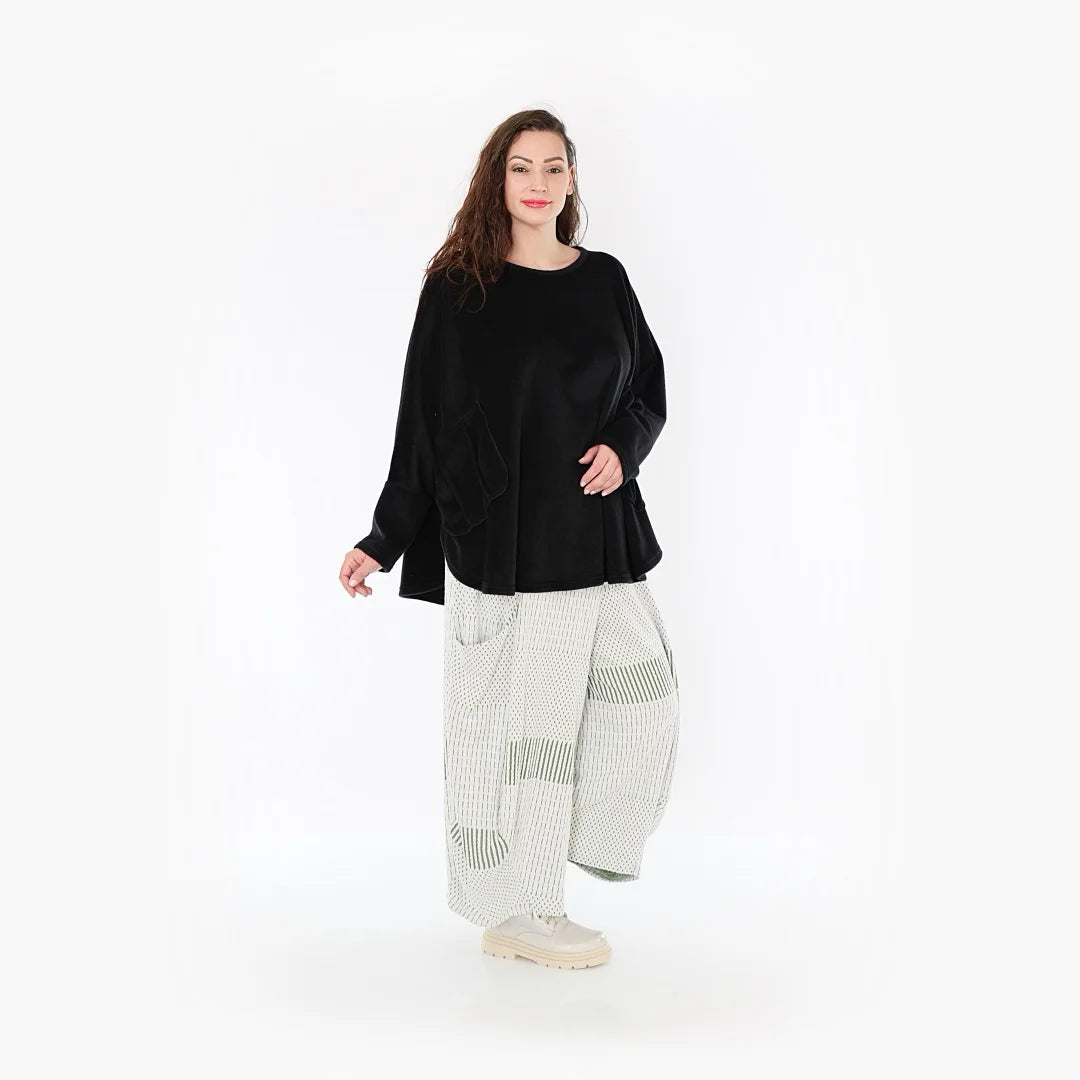  Ballonhose von AKH Fashion aus Viskose, 1377.08069, Olive-Ecru, Gerippt, Schick, Modern