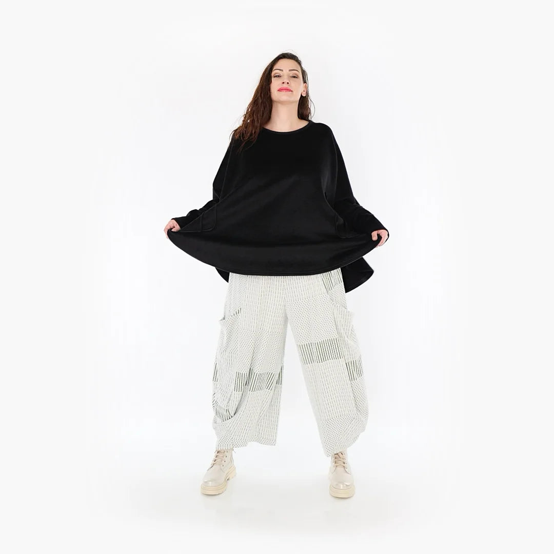  Ballonhose von AKH Fashion aus Viskose, 1377.08069, Olive-Ecru, Gerippt, Schick, Modern