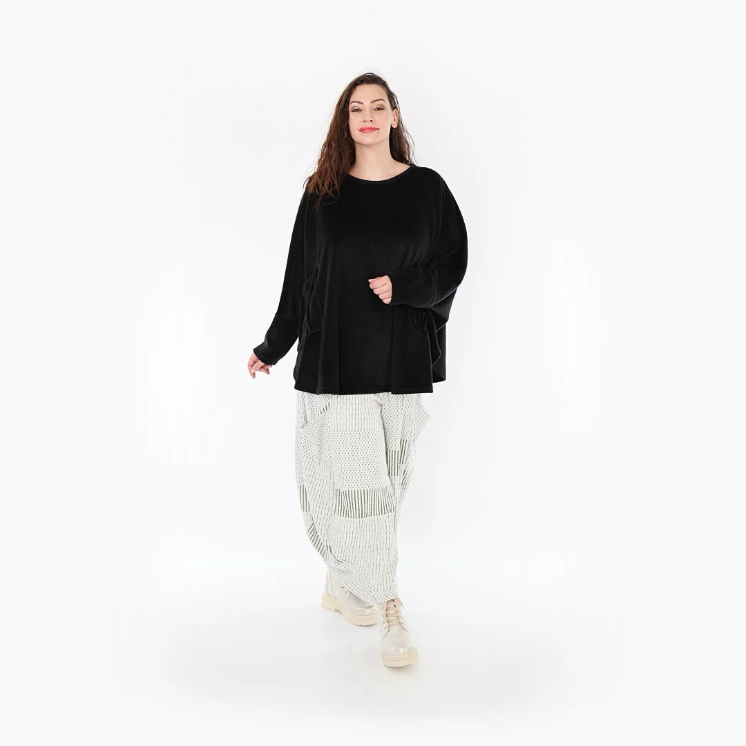  Ballonhose von AKH Fashion aus Viskose, 1377.08069, Olive-Ecru, Gerippt, Schick, Modern