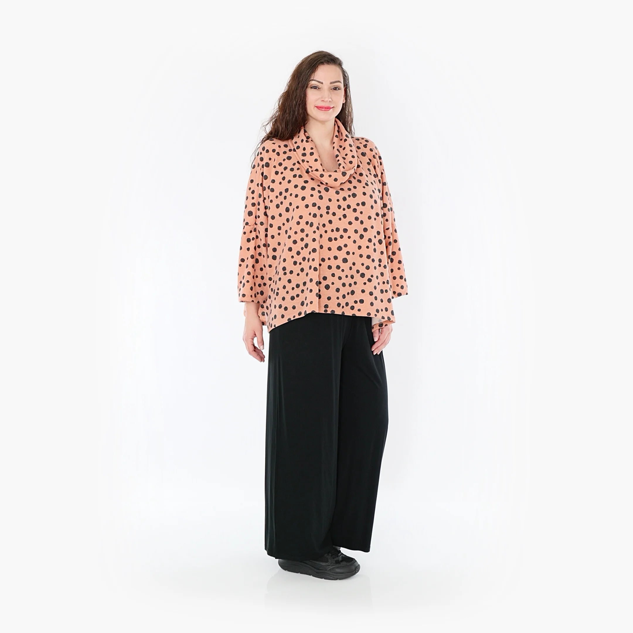  AKH Fashion Bigshirt in kastiger Form, aus Materialmix, 1382.03018, Altrosa-Anthrazit