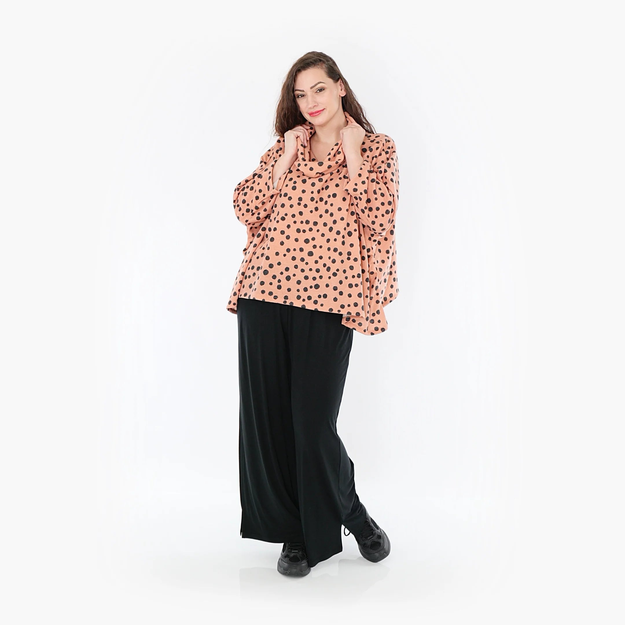  AKH Fashion Bigshirt in kastiger Form, aus Materialmix, 1382.03018, Altrosa-Anthrazit
