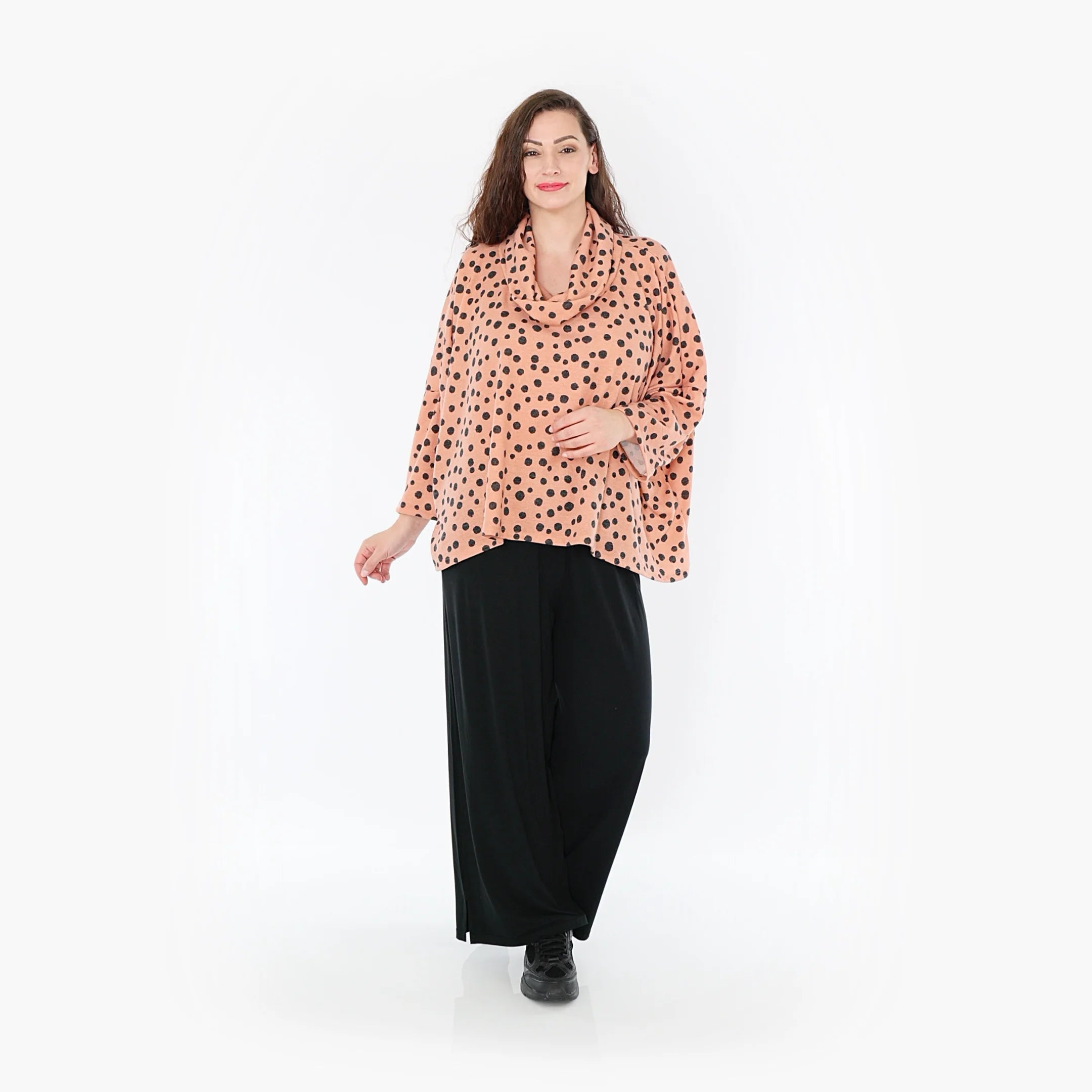  AKH Fashion Bigshirt in kastiger Form, aus Materialmix, 1382.03018, Altrosa-Anthrazit