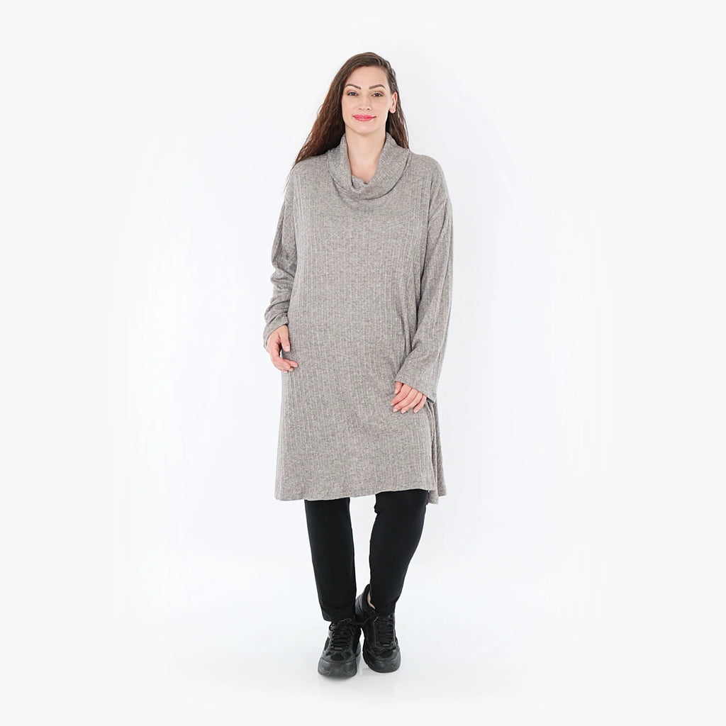  A-Form Bigshirt von AKH Fashion aus Polyurethan, 1384.02666, Grau, Gerippt, Schick, Modern