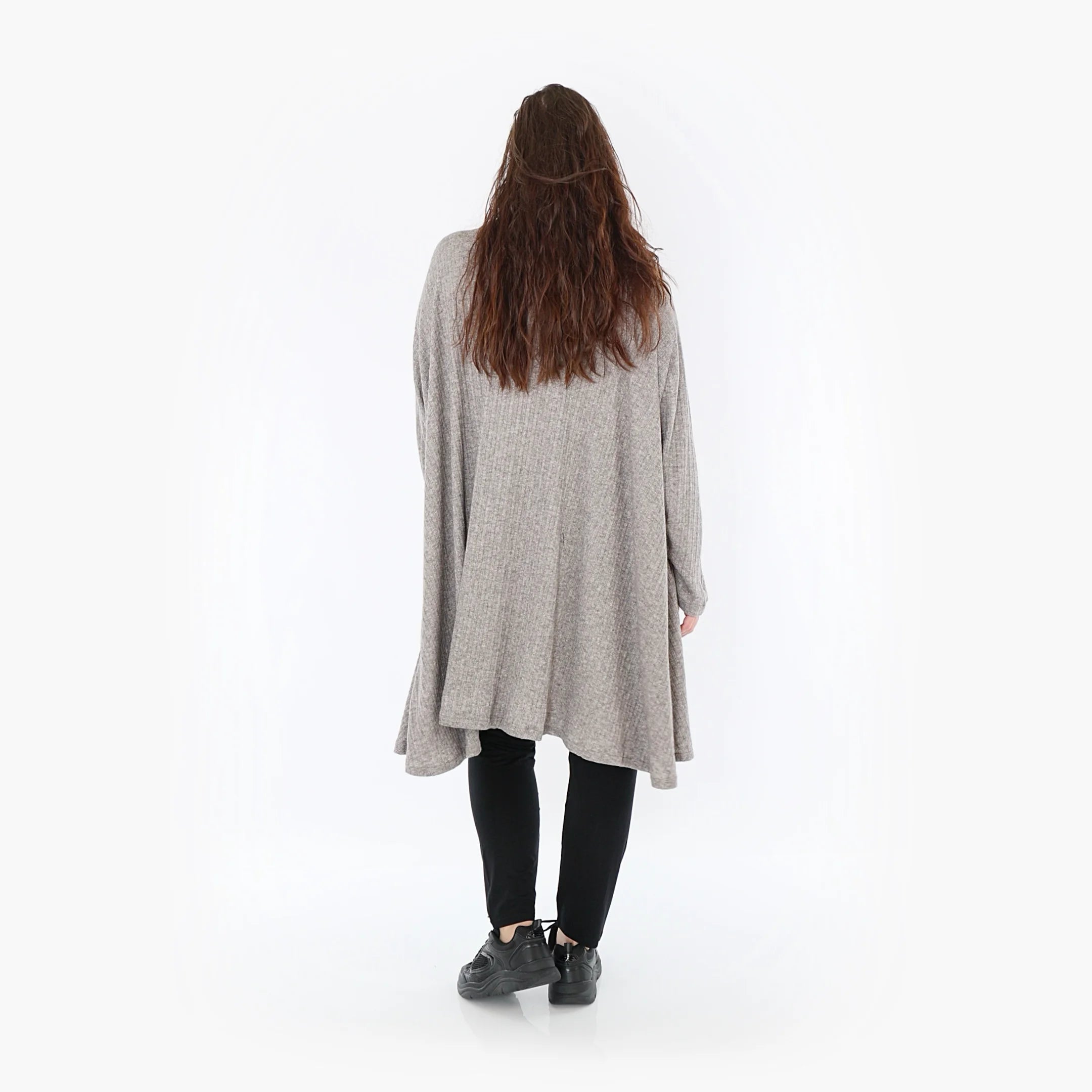  A-Form Bigshirt von AKH Fashion aus Polyurethan, 1384.02666, Grau, Gerippt, Schick, Modern