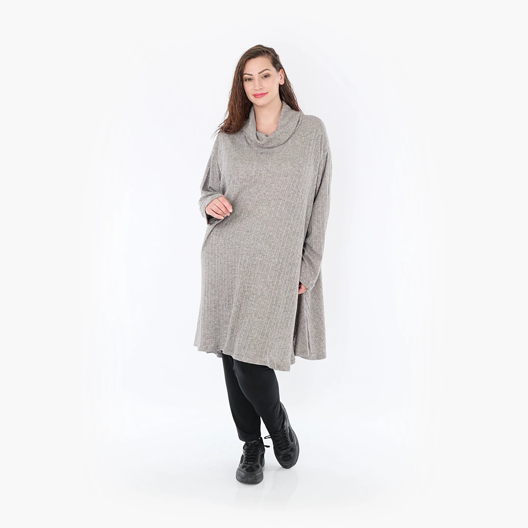  A-Form Bigshirt von AKH Fashion aus Polyurethan, 1384.02666, Grau, Gerippt, Schick, Modern
