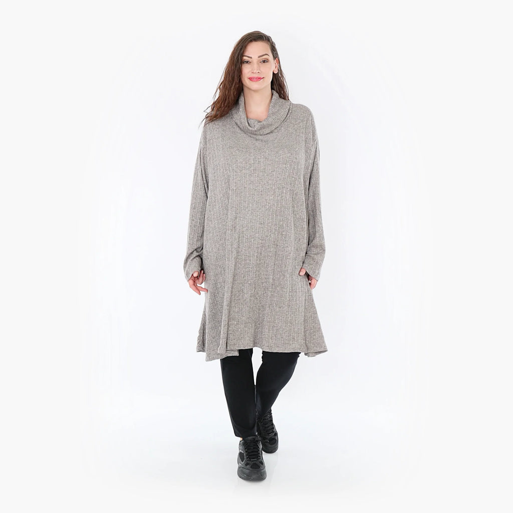  A-Form Bigshirt von AKH Fashion aus Polyurethan, 1384.02666, Grau, Gerippt, Schick, Modern