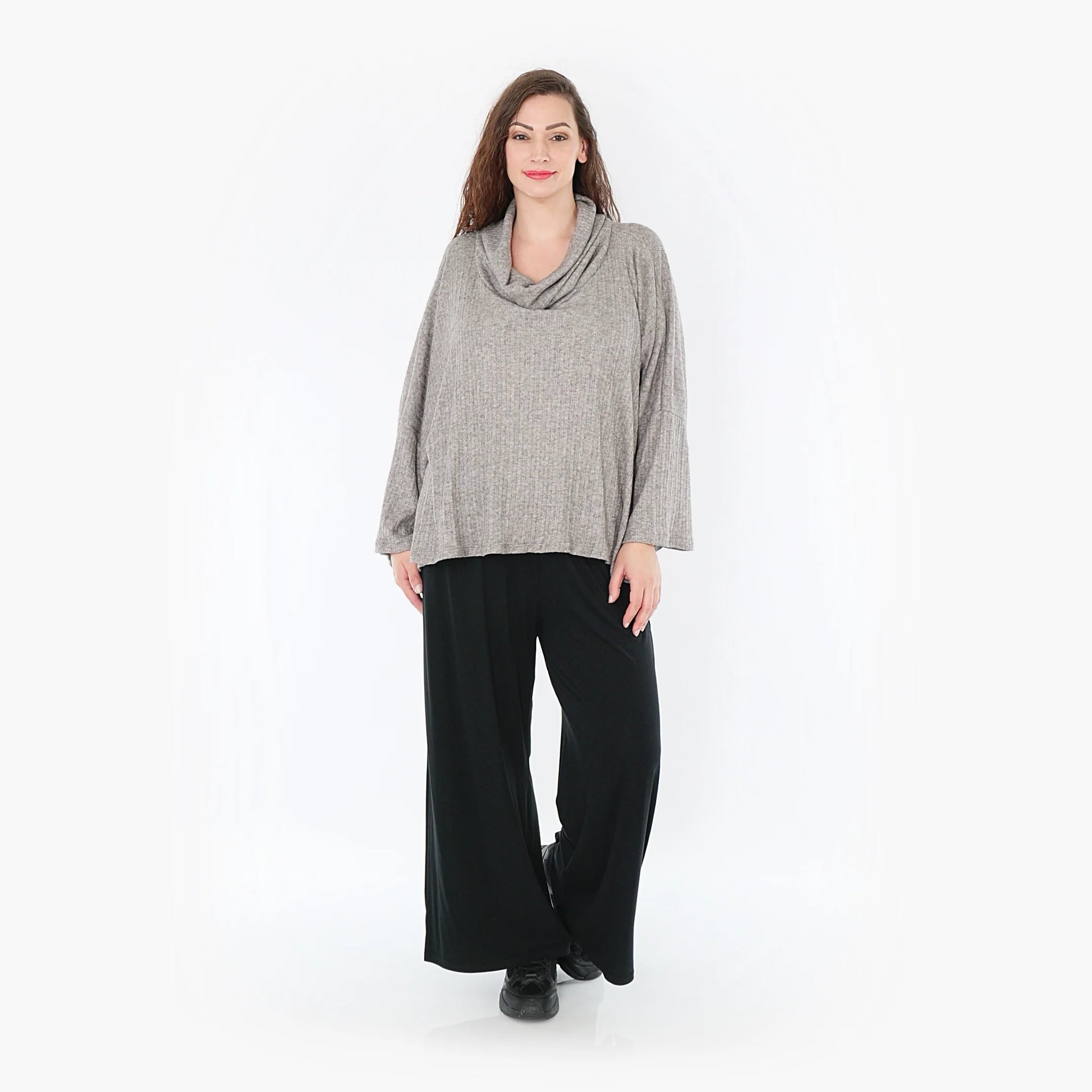  Stylisches Feinstrick-Oberteil mit Rollkragen und lässigem Lagenlook für Plus Size Fashion