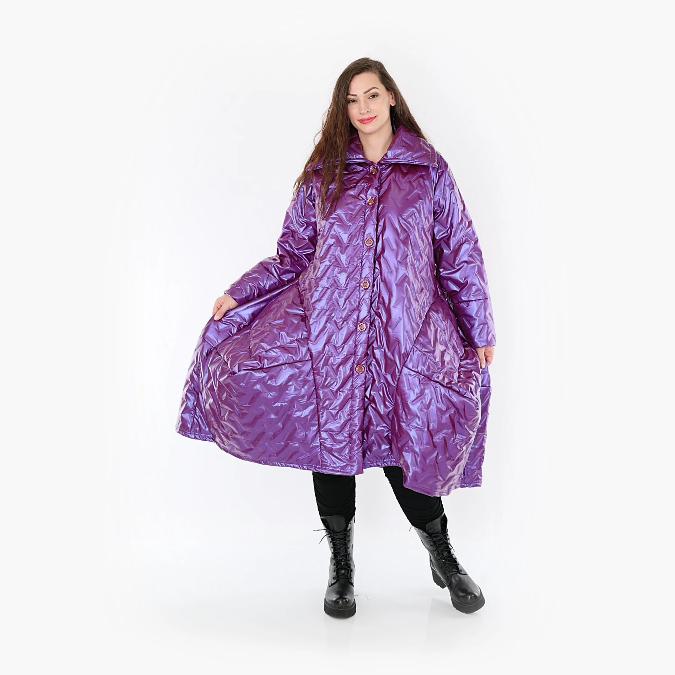  Ballonmantel von AKH Fashion aus Polyester, 1387.03023, Fuchsia, Grafik, Schick, Modern