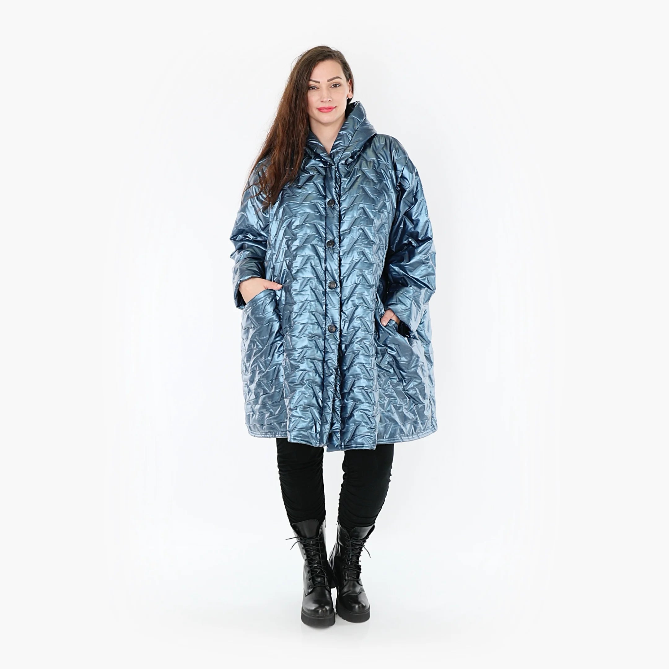  Ballonjacke von AKH Fashion aus Polyester, 1387.06660, Eisblau, Grafik, Schick, Modern
